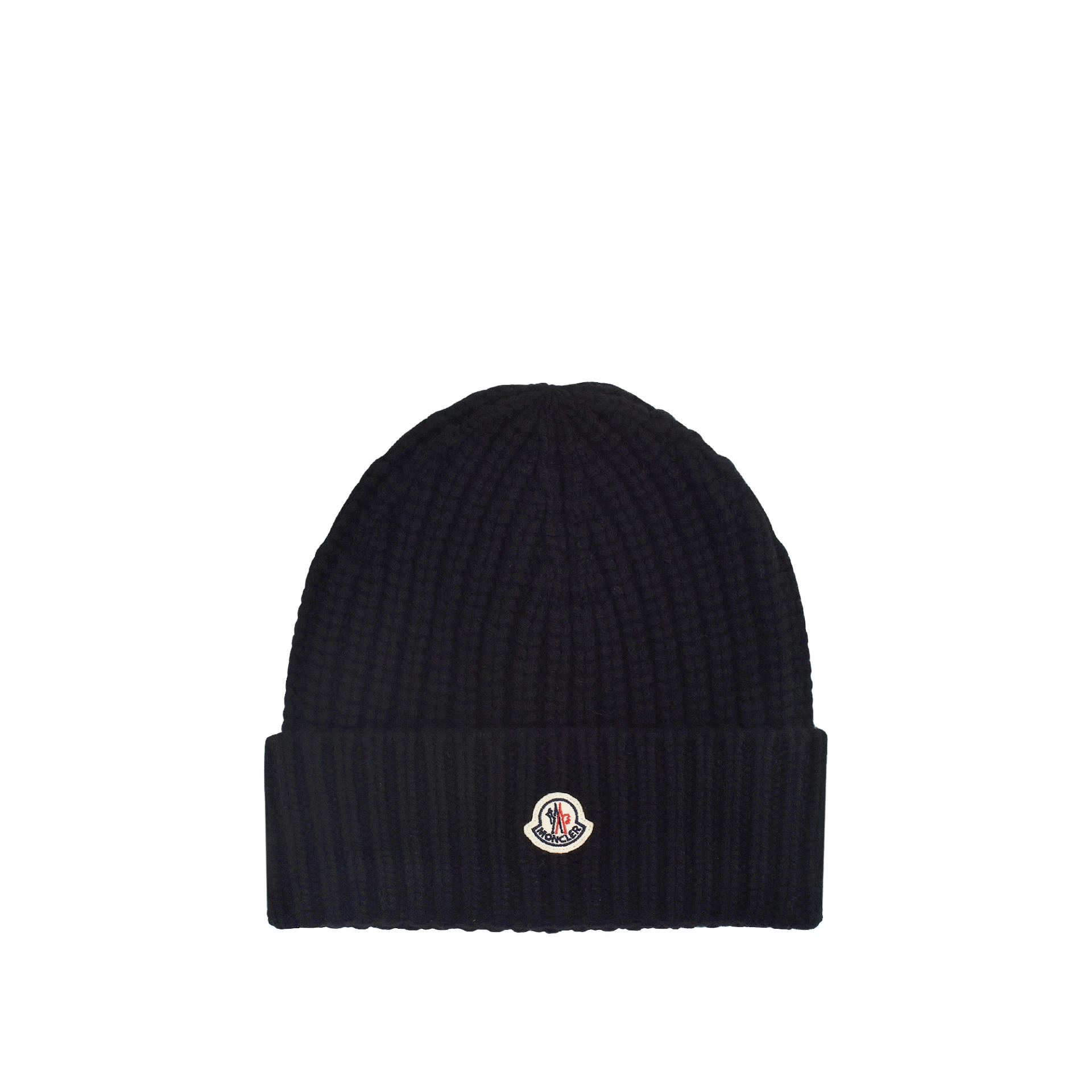 MONCLER Logo Patch Rib Beanie Wool And Cashmere