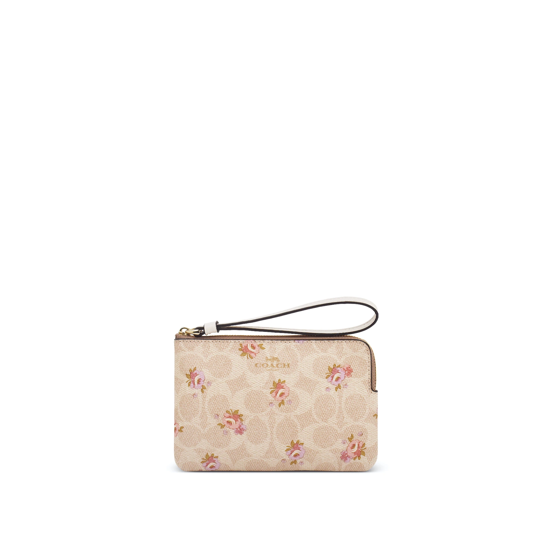 COACH Corner Zip Wristlet In Signature Canvas With Floral Print