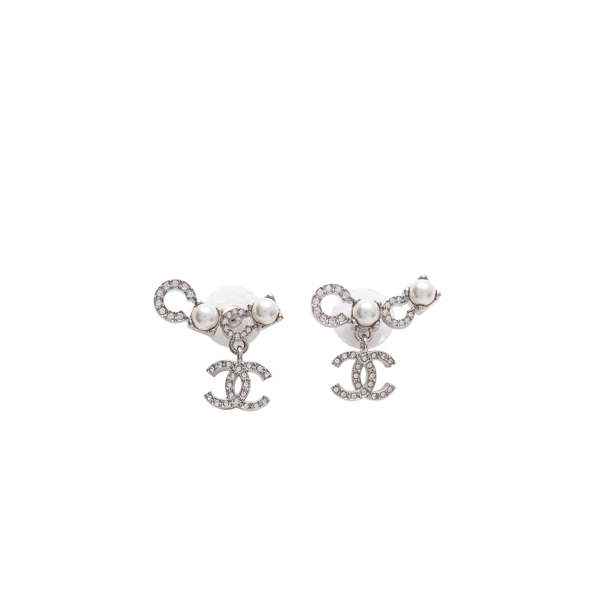 CHANEL Small CC Earrings With Pearls
