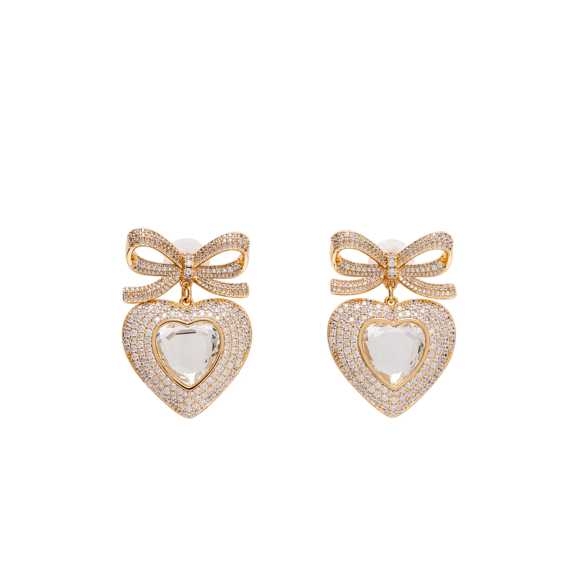 SELF-PORTRAIT Bow Crystal Heart Earrings