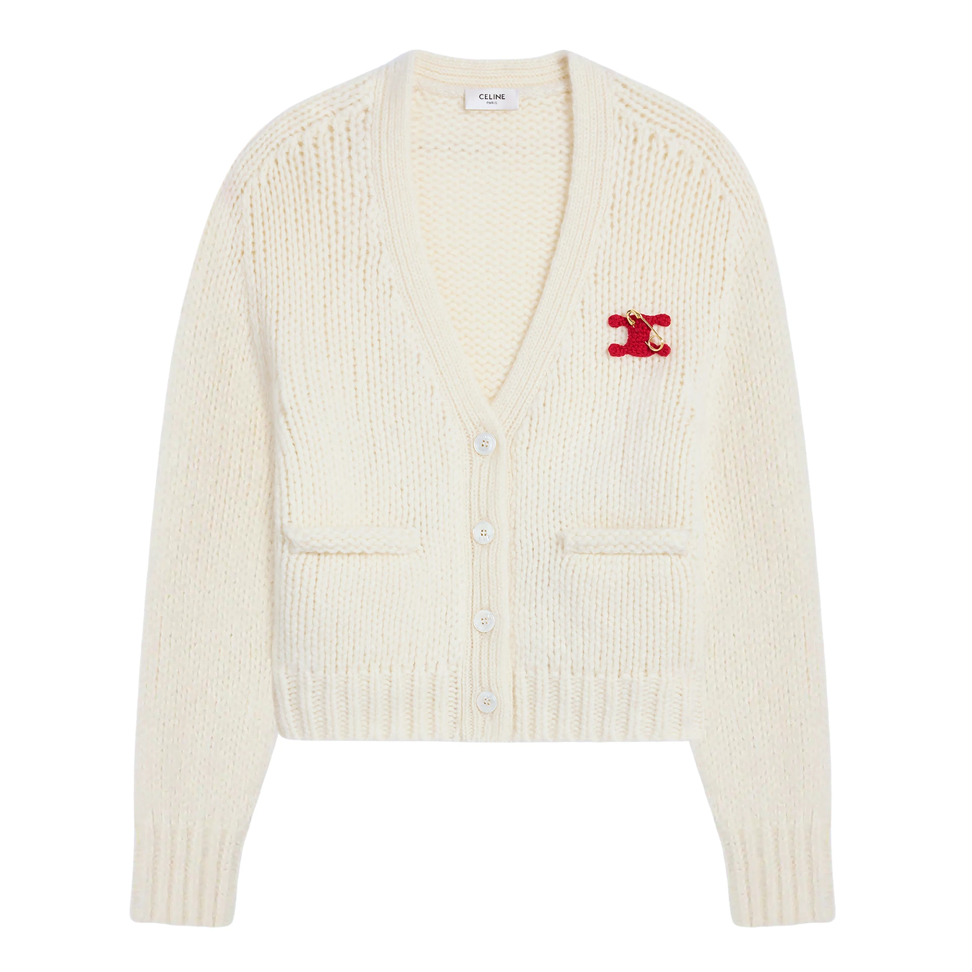 CELINE Removable Crocheted Triomphe Cardigan In Cashmere And Silk