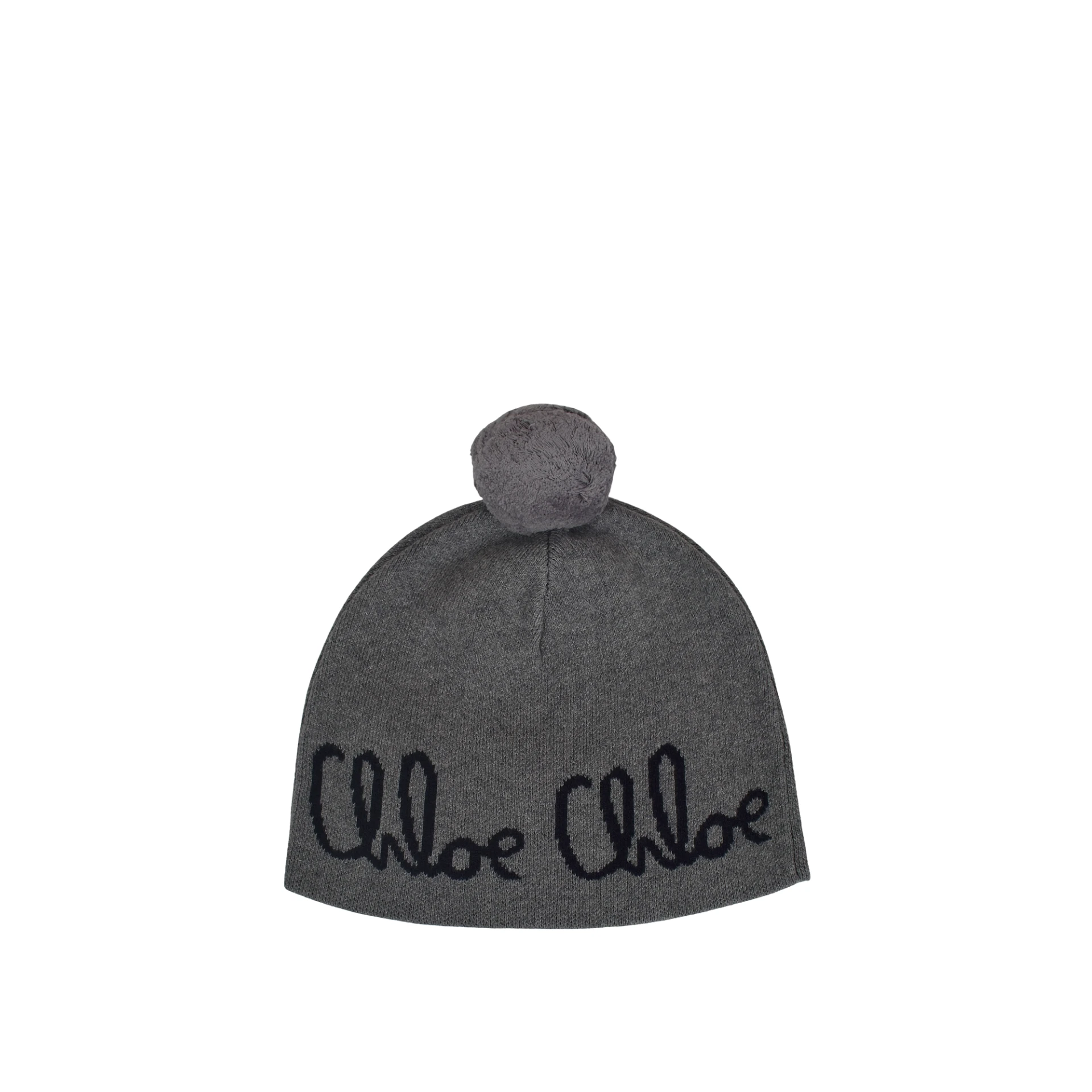 CHLOE Lettering Logo Beanie With Pom Pom