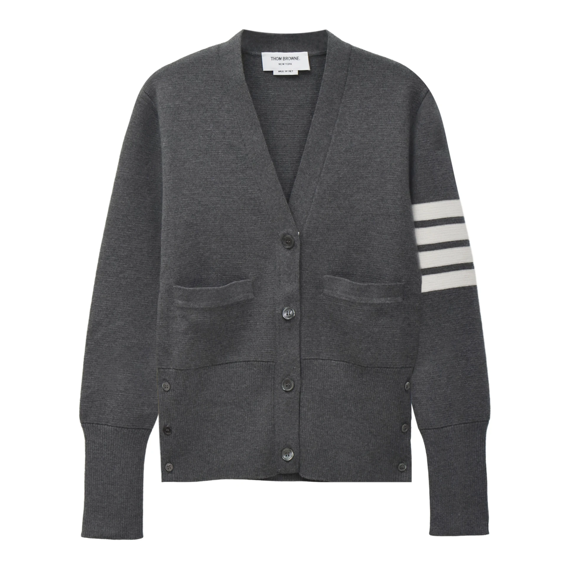 THOM BROWNE 4-Bar V-neck Cardigan Wool