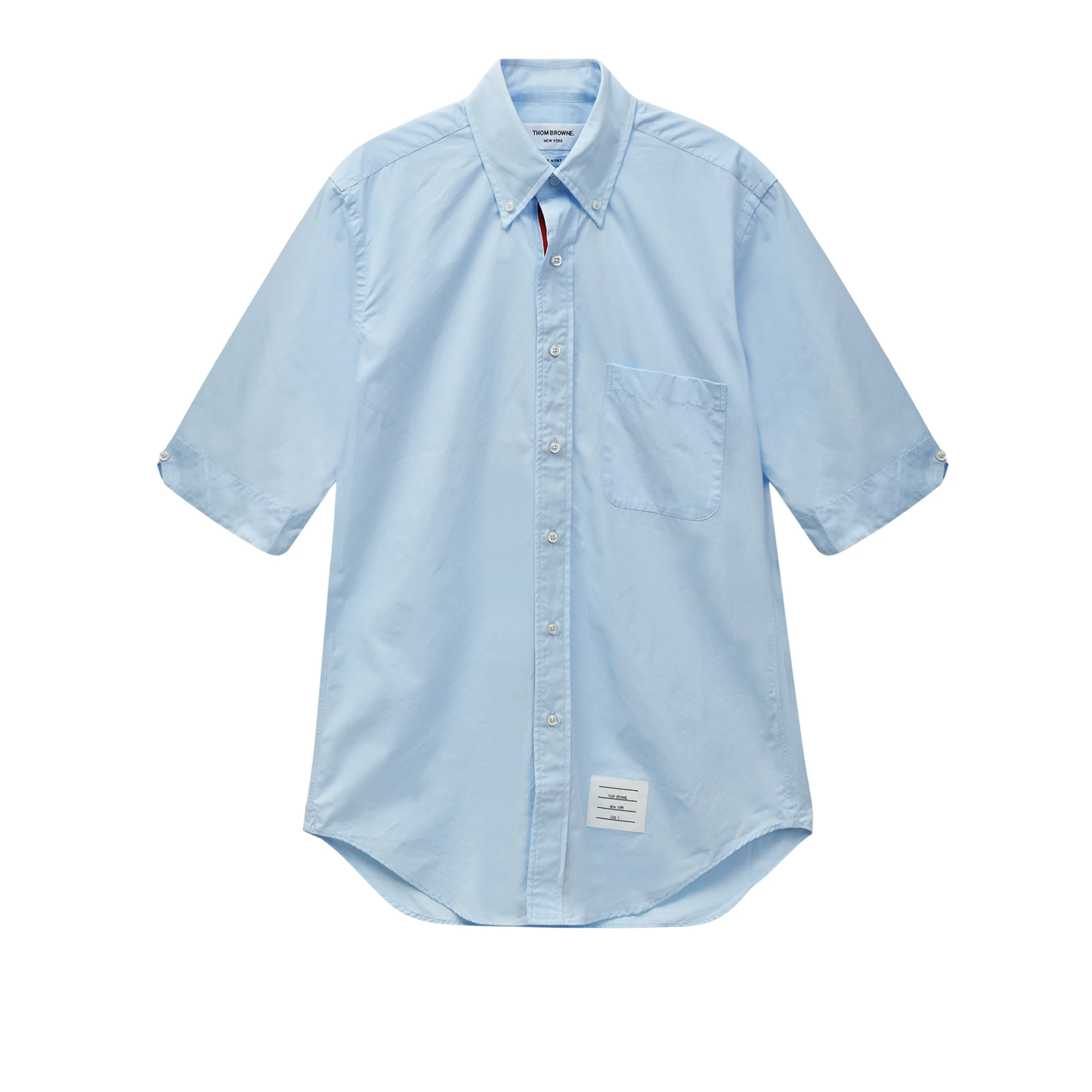 THOM BROWNE RWB Grosgrain Placket Short Sleeve Shirt