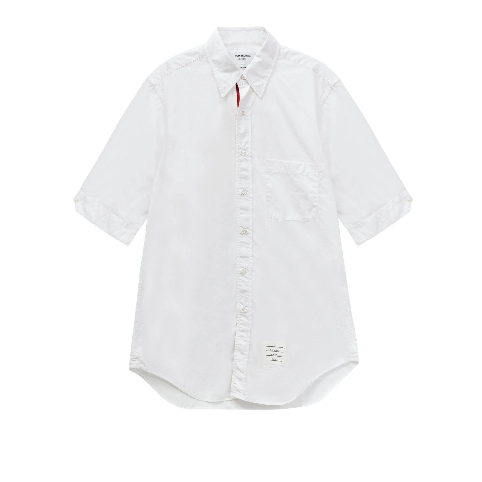 THOM BROWNE RWB Grosgrain Placket Short Sleeve Shirt