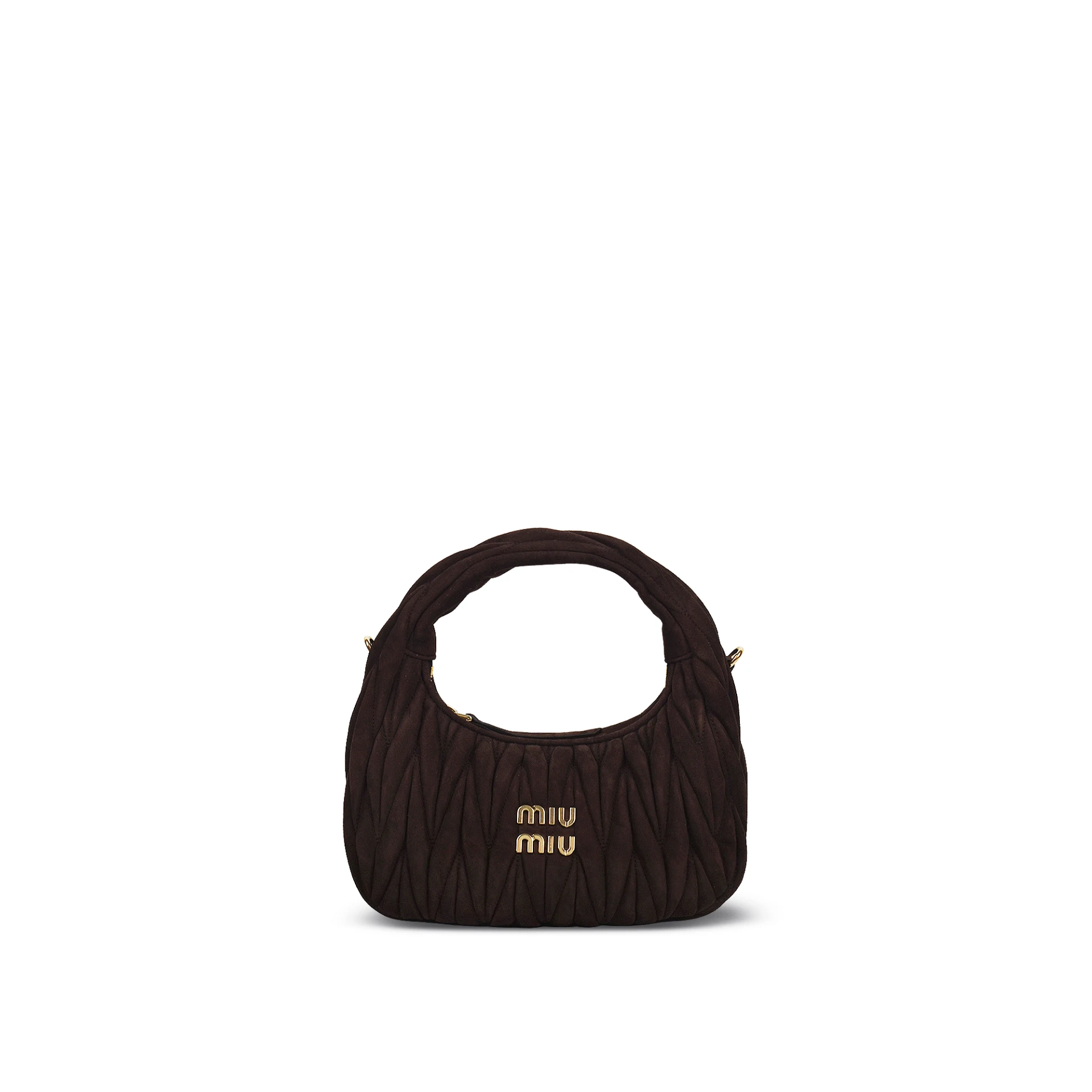 MIU MIU Wander Matelasse Small Hobo Bag Suede Leather