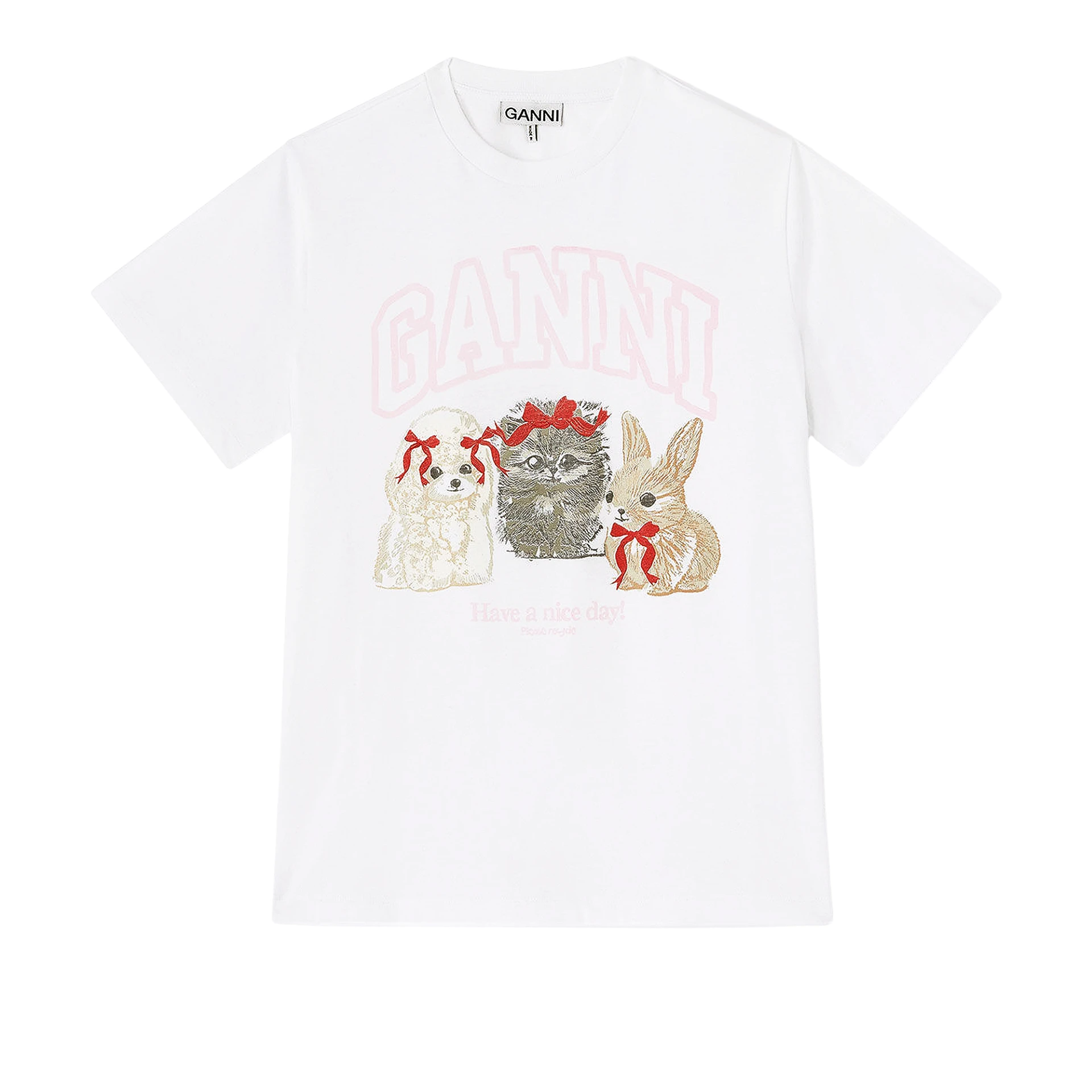 GANNI Animals Logo Print Tshirt