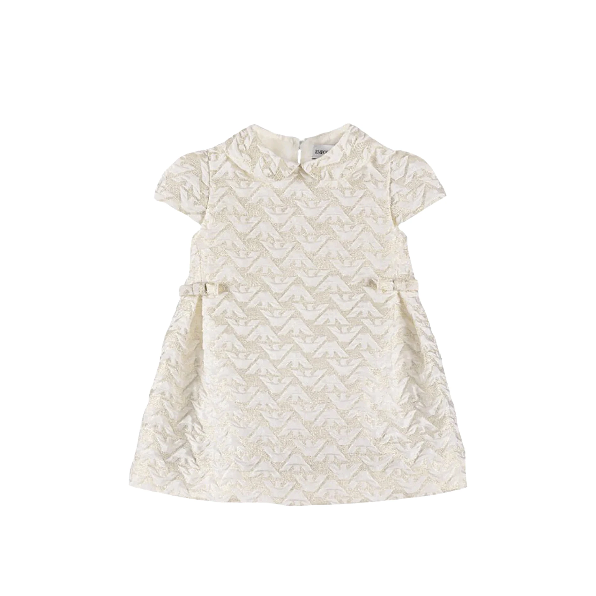 EMPORIO ARMANI All Over Embroidered Logo Dress With Peter Pan Collar