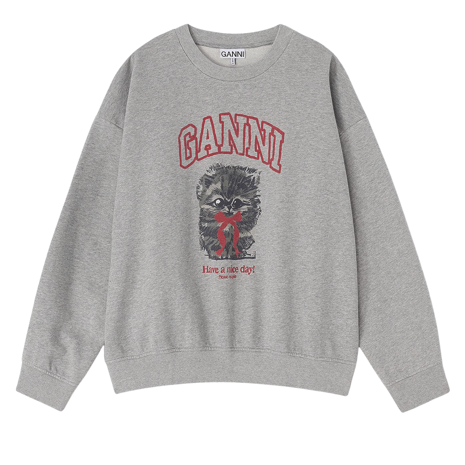 GANNI Kitty Logo Print Graphic Sweatshirt