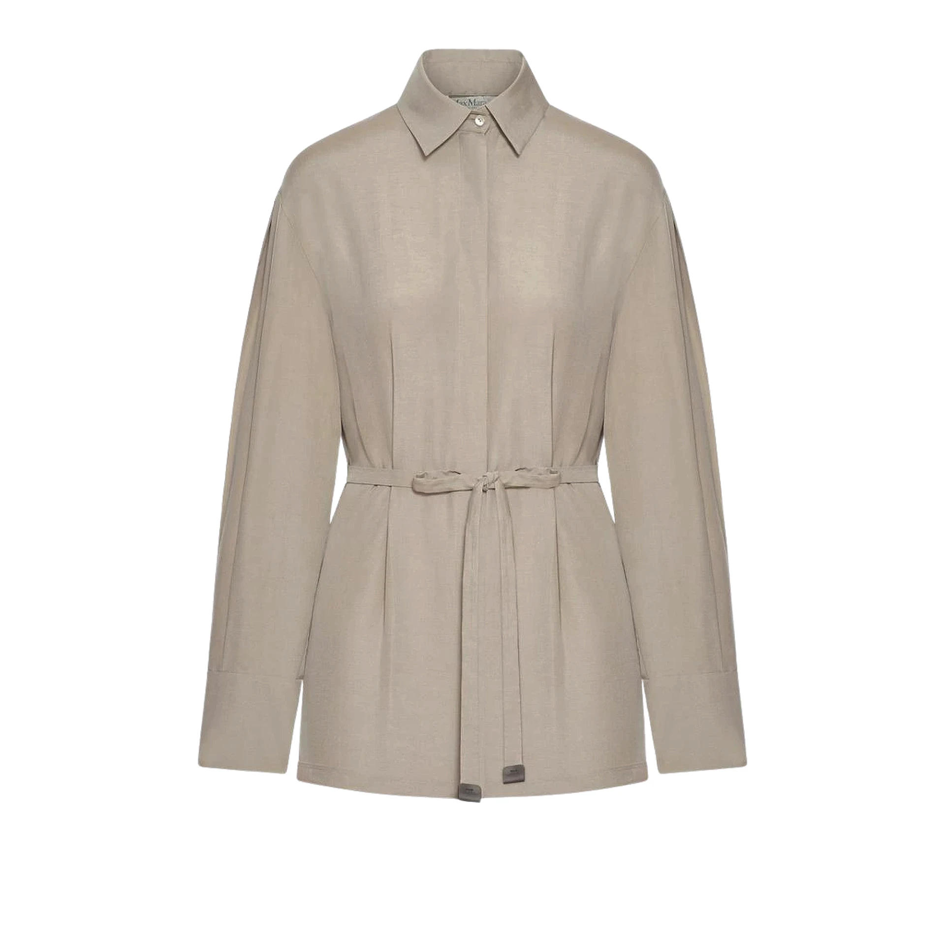 MAX MARA Affari Oversized Belted Shirt Linen And Silk