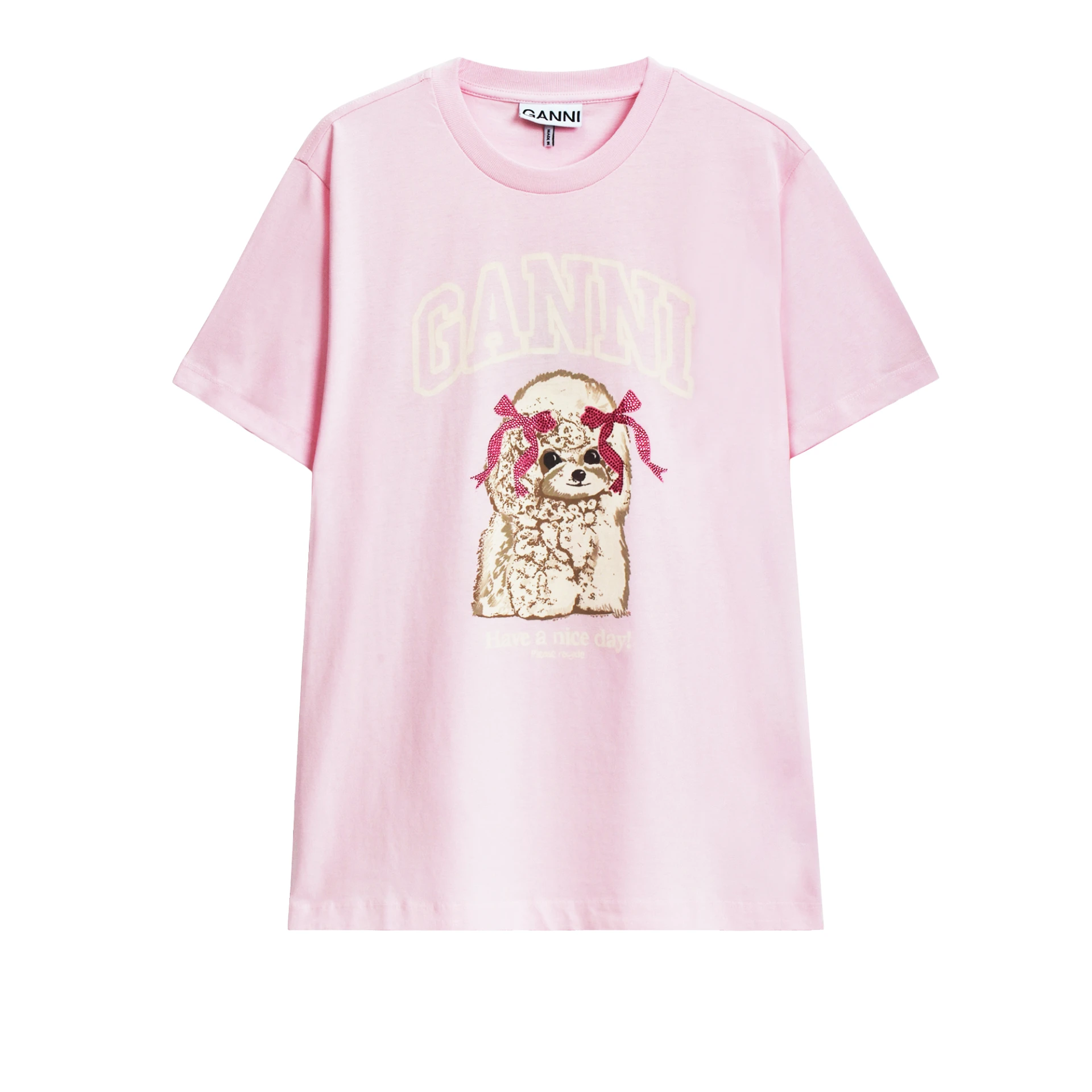 GANNI Poodle Logo Print Graphic Tshirt