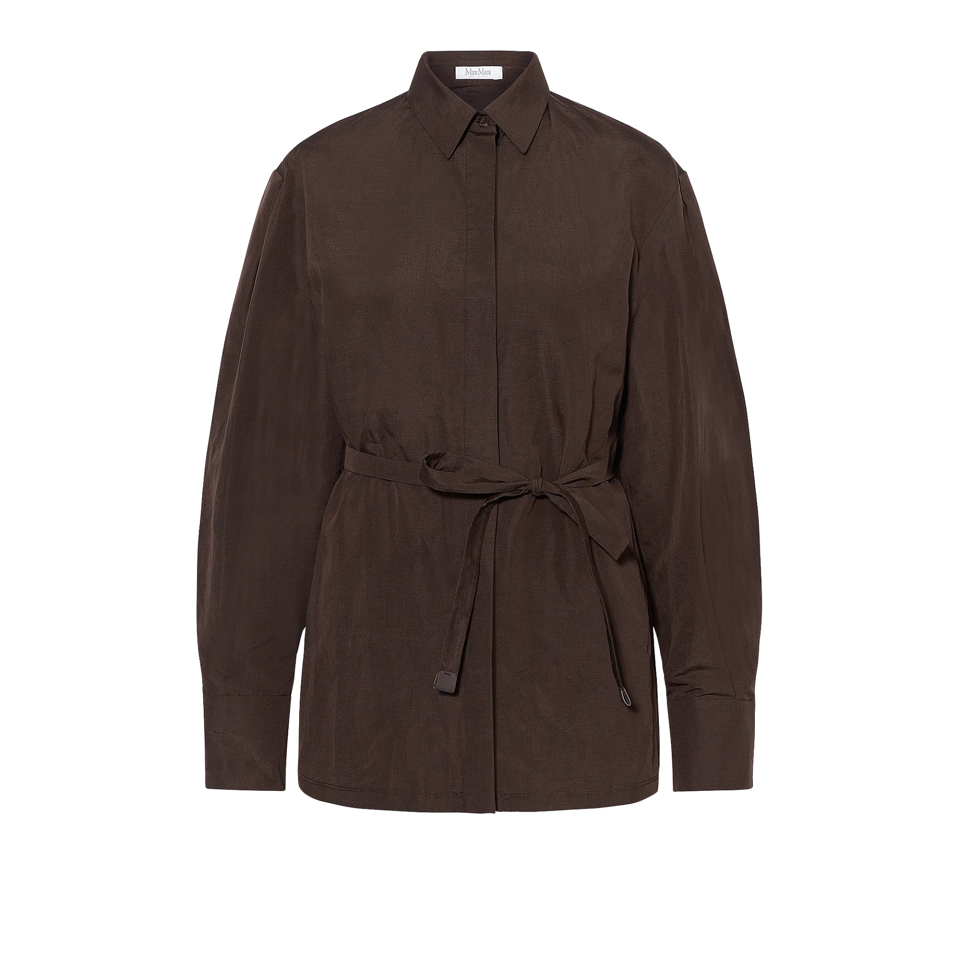 MAX MARA Affari Oversized Belted Shirt Linen And Silk