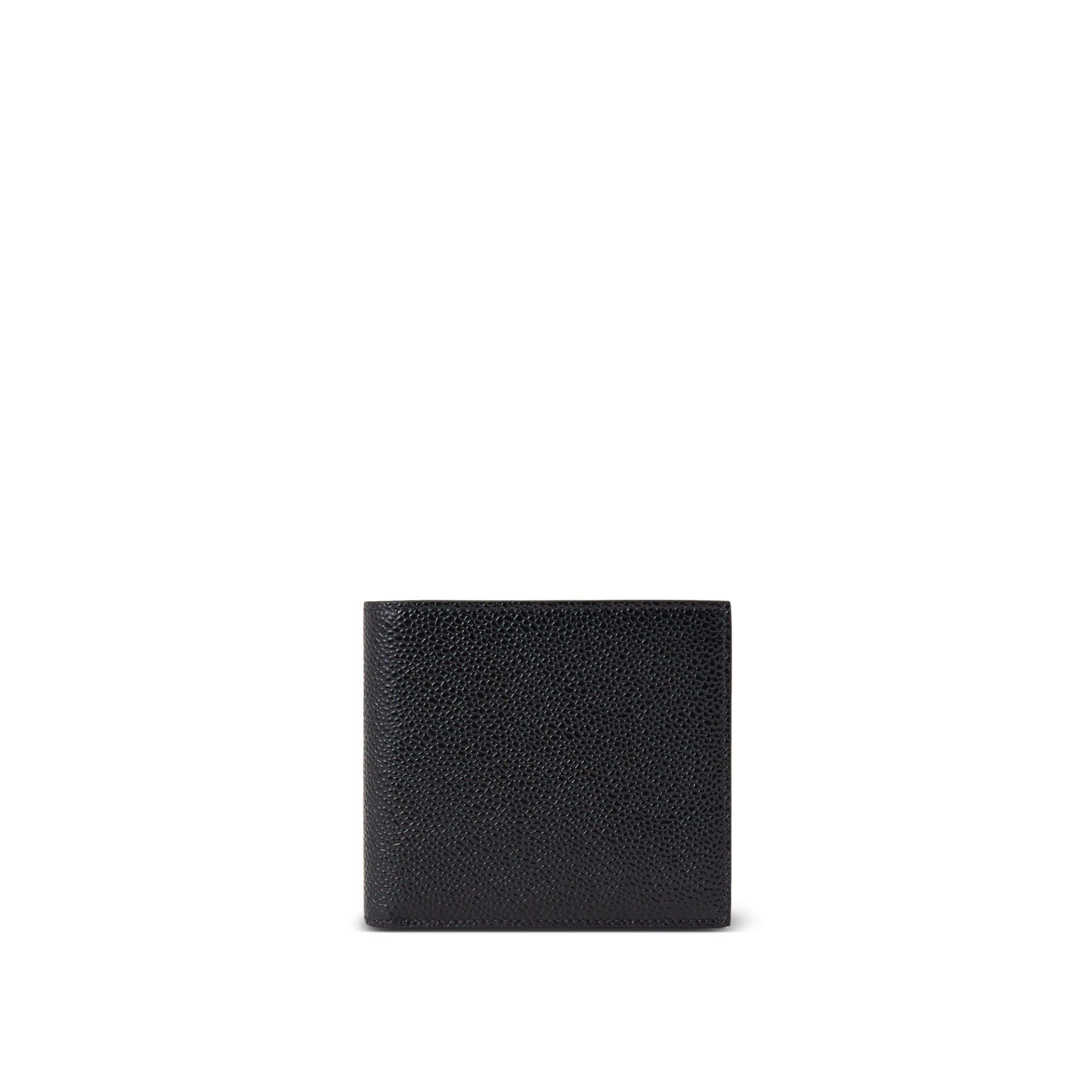 THOM BROWNE Tricolor Stripe Bifold Wallet Grained Leather