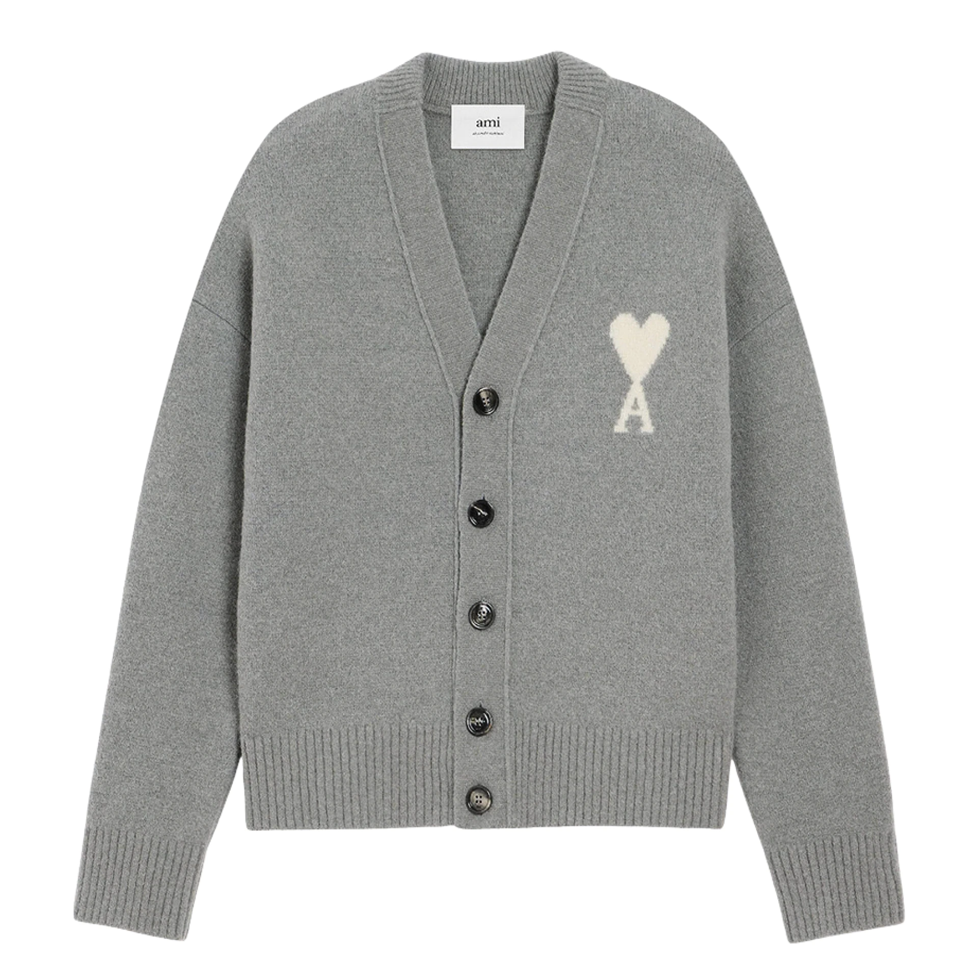 AMI PARIS Big Off White Ami De Coeur Cardigan Alpaca Knit
