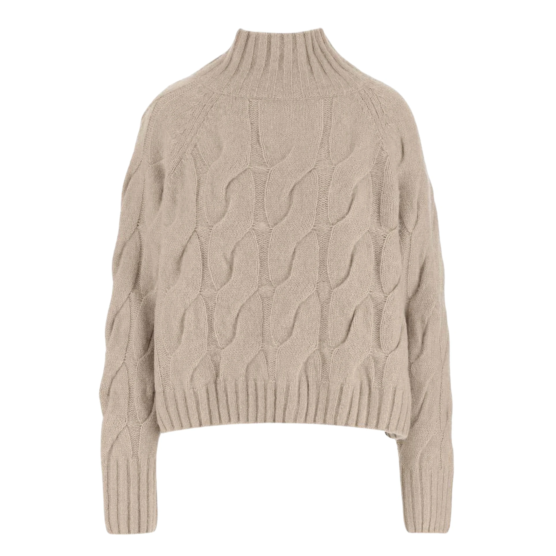 ALLUDE Turtleneck Cable Knit Sweater Cashmere And Silk