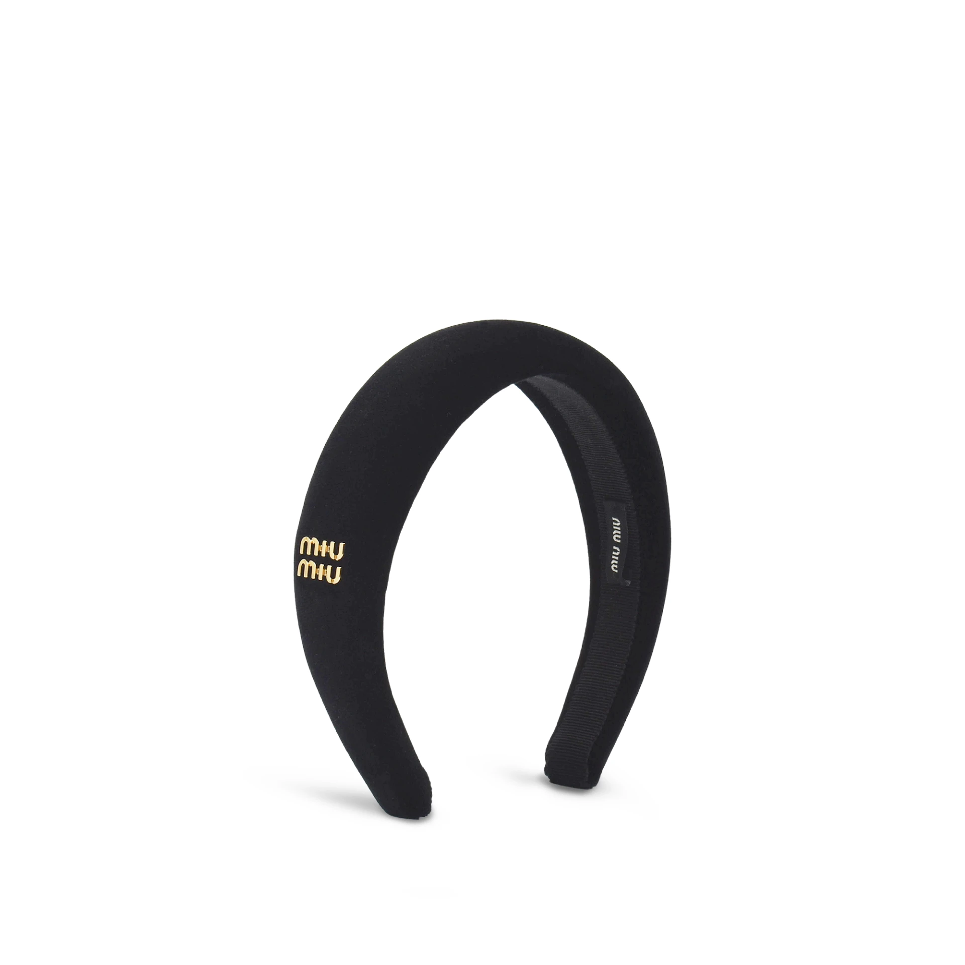 MIU MIU Artificial Crystal Logo Headband Velvet