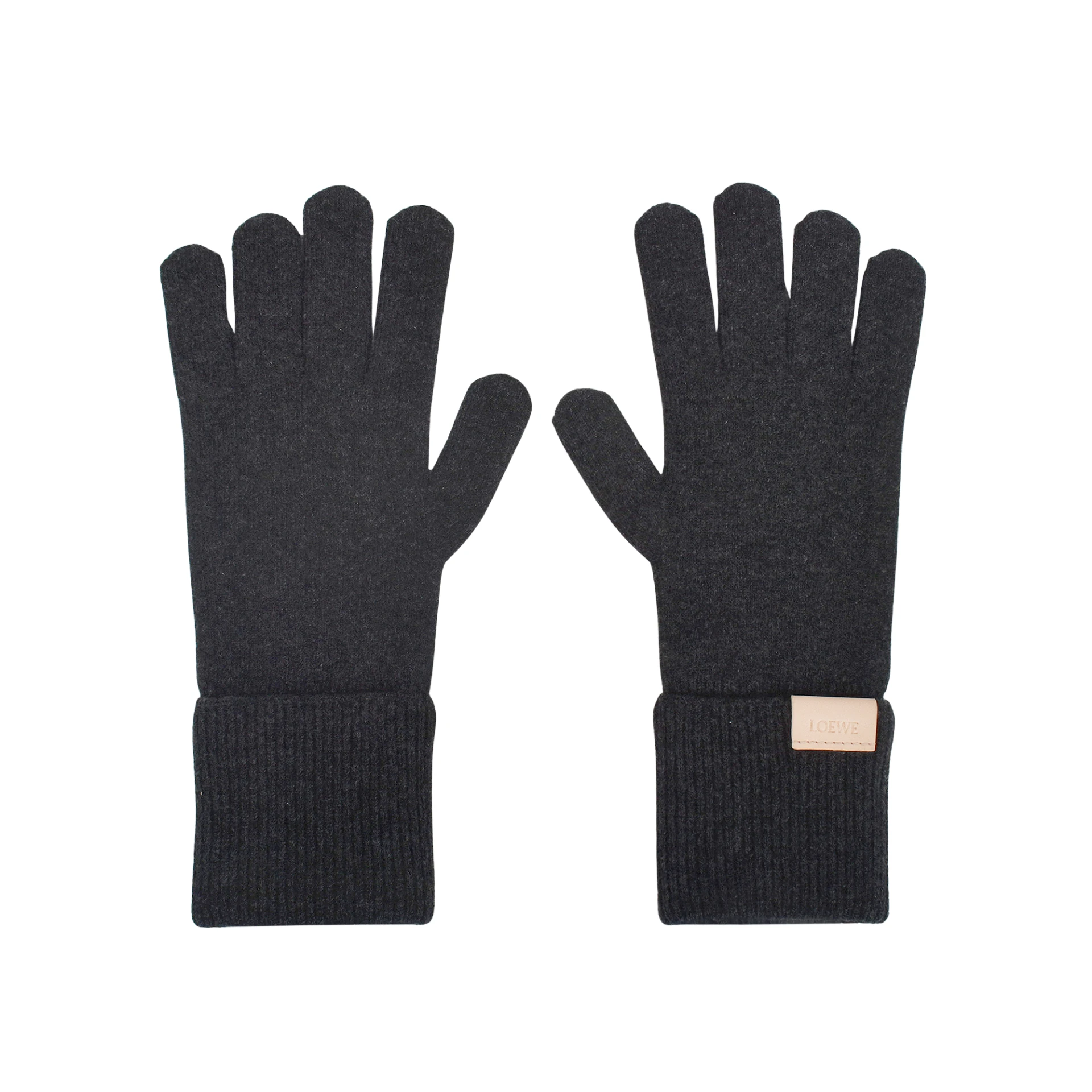 LOEWE Logo Patch Leather Gloves In Cashmere