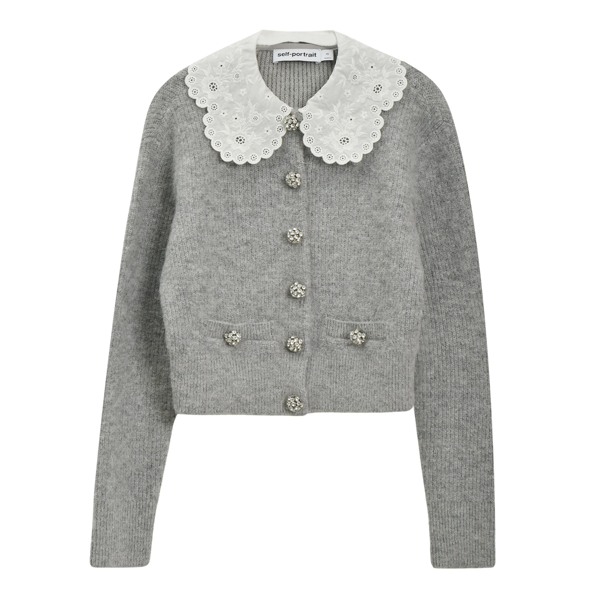 SELF-PORTRAIT Lace Collar Cardigan