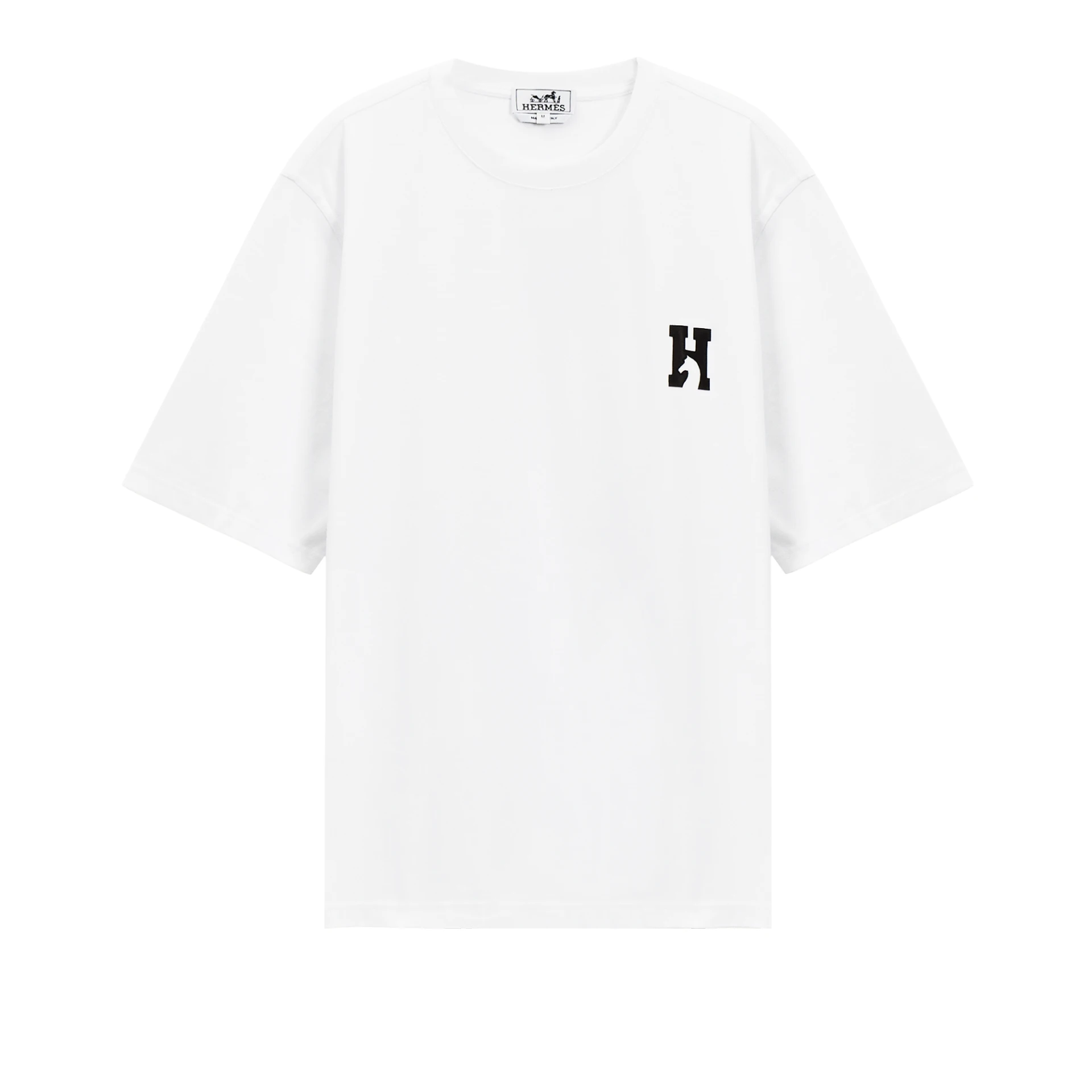 HERMES H'cheval Tshirt With Leather Detail