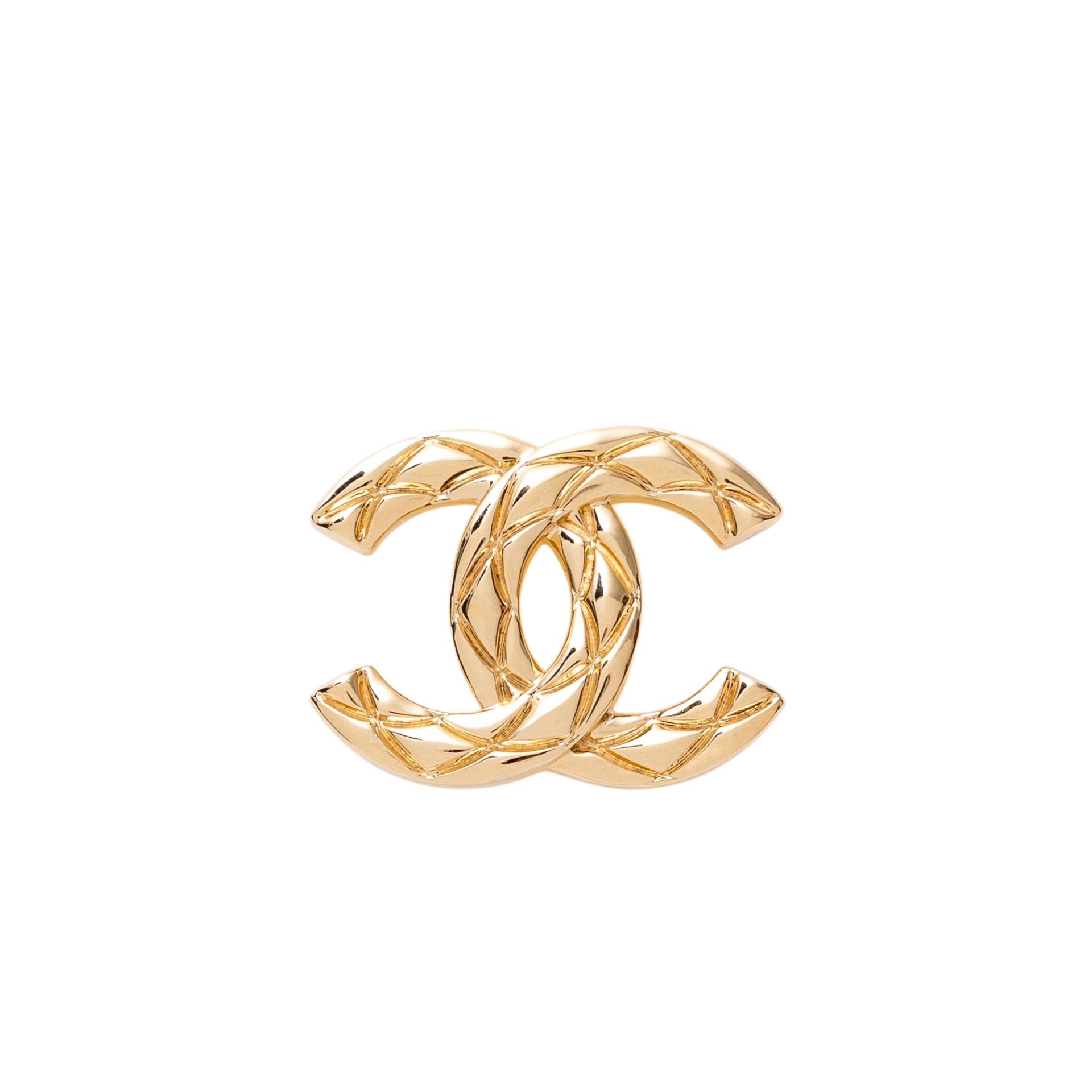 CHANEL Vintage Coco Mark Matelasse Medium Brooch