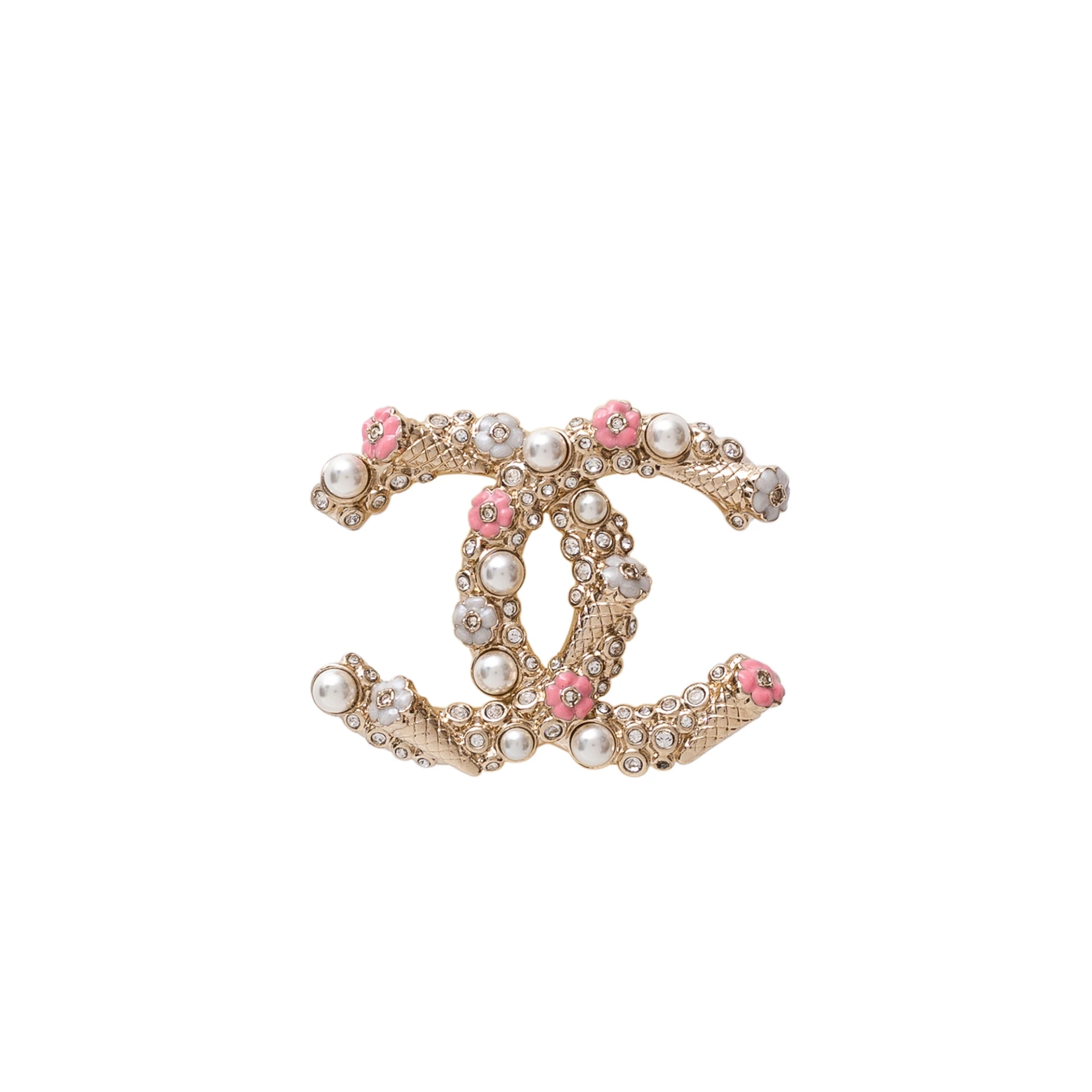 CHANEL Glass Pearls And Crystal Brooch