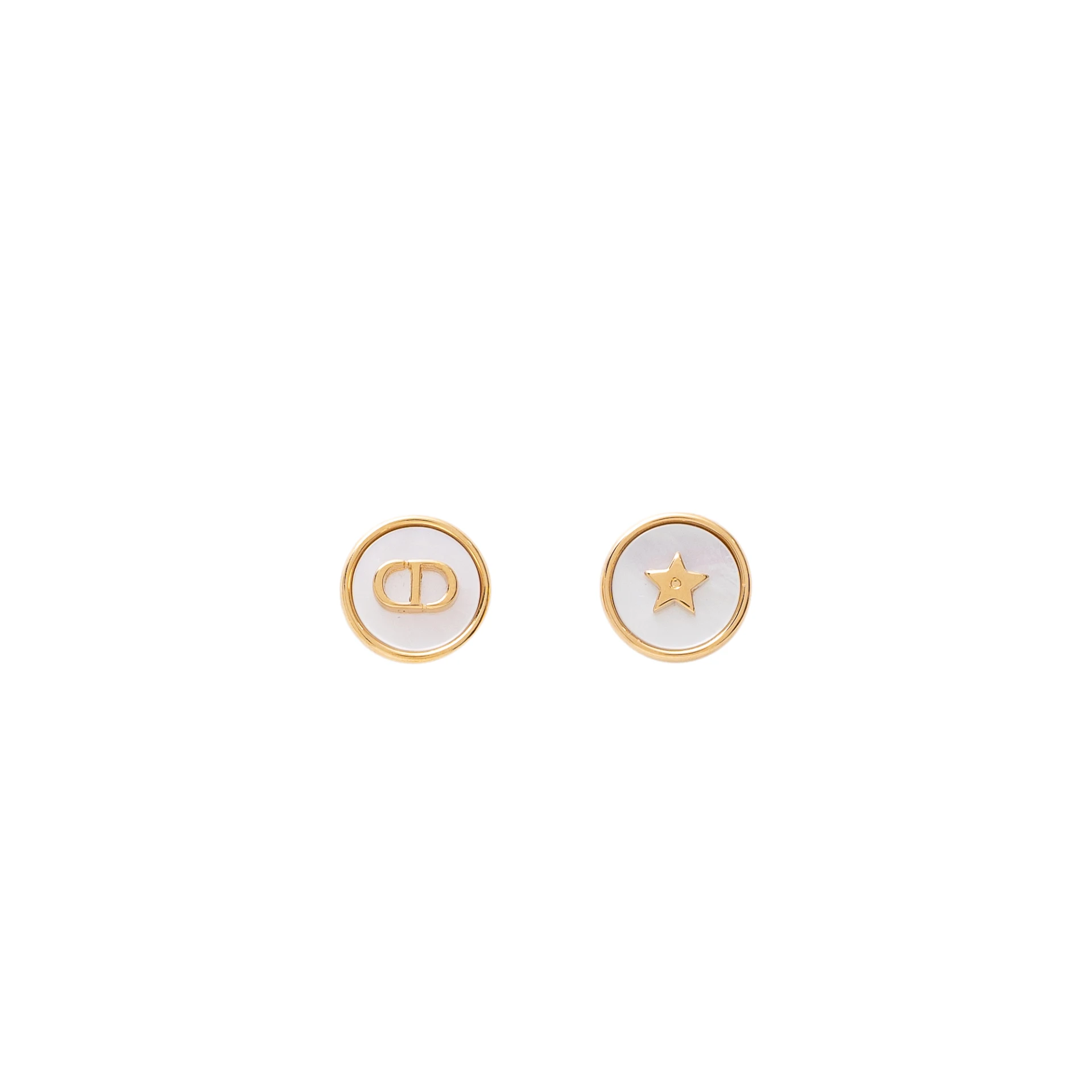CHRISTIAN DIOR D-luck Stud Earrings White Mother Of Pearl