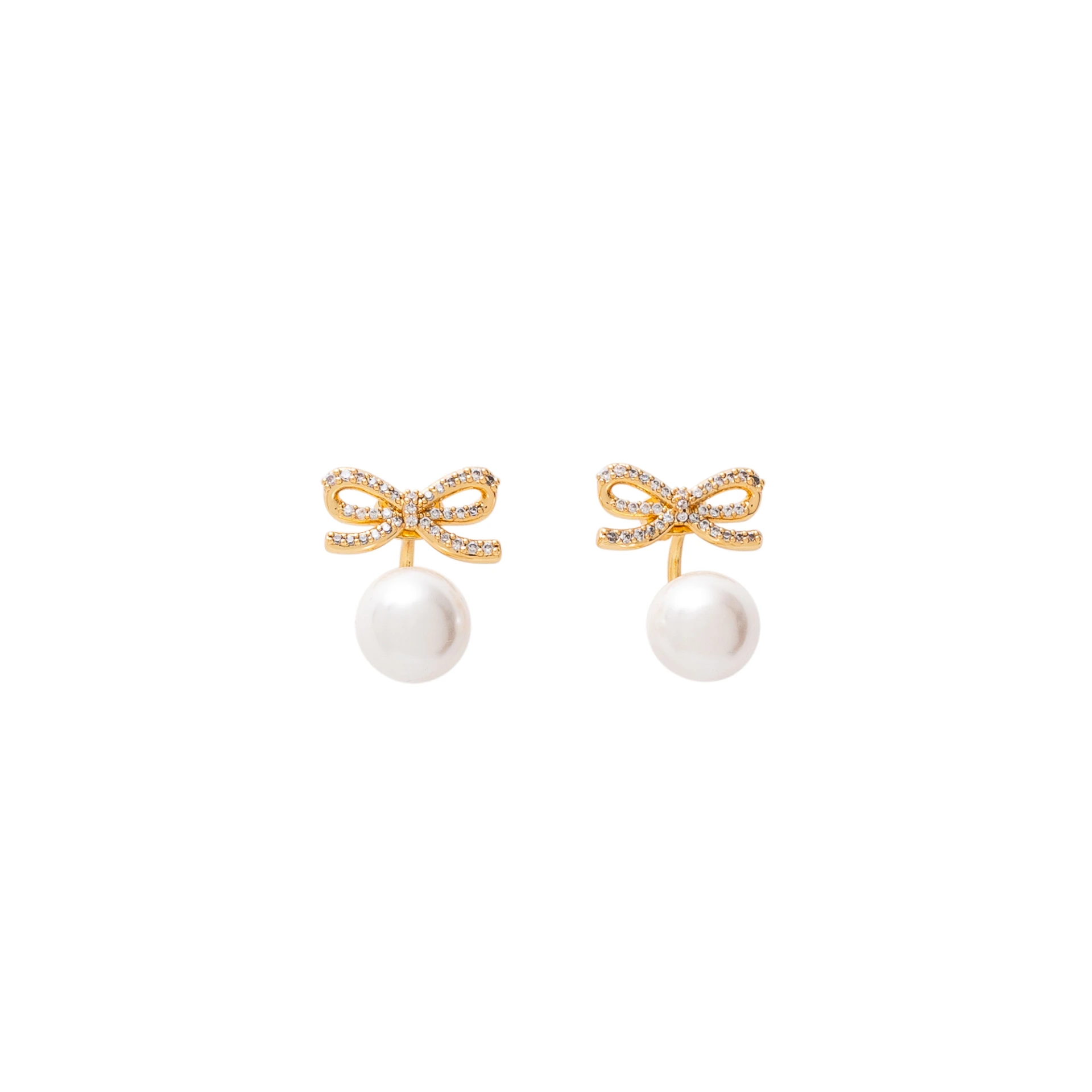 SELF-PORTRAIT Crystal Bow Pearl Jacket Earrings