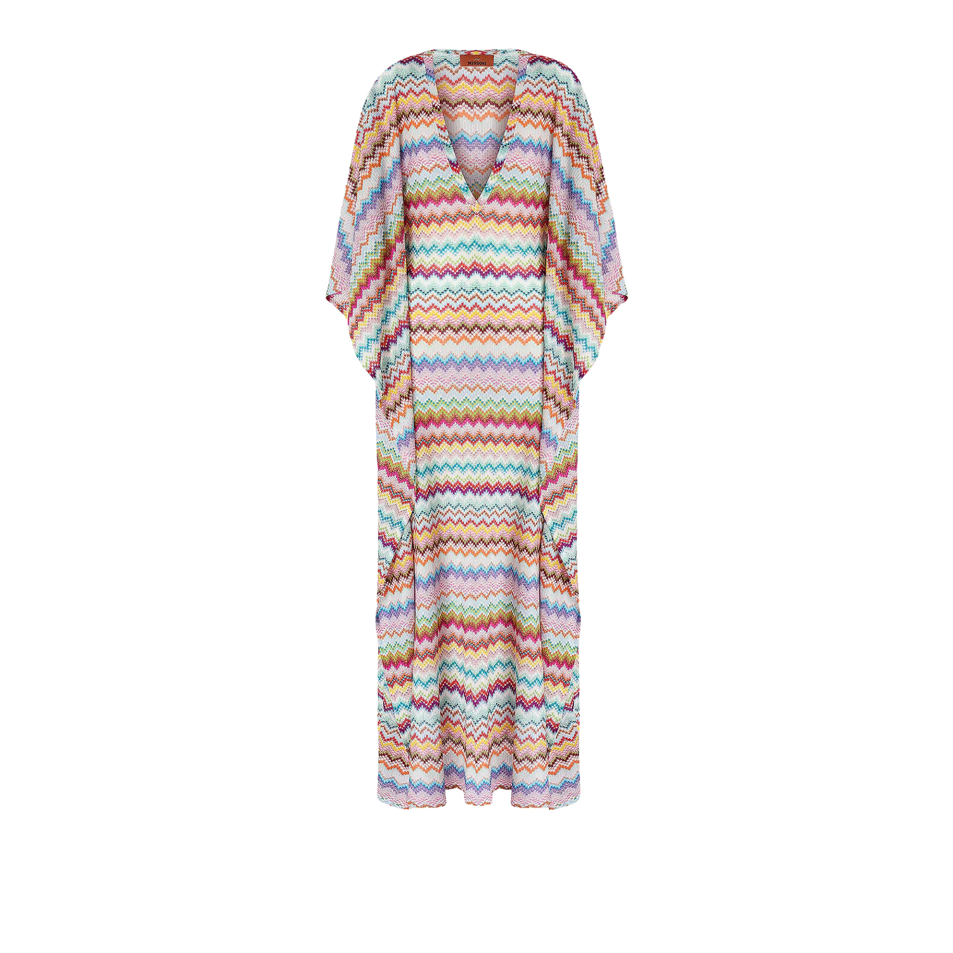 MISSONI Long Caftan Cover Up With Micro Pixel Effect Zigzag Pattern