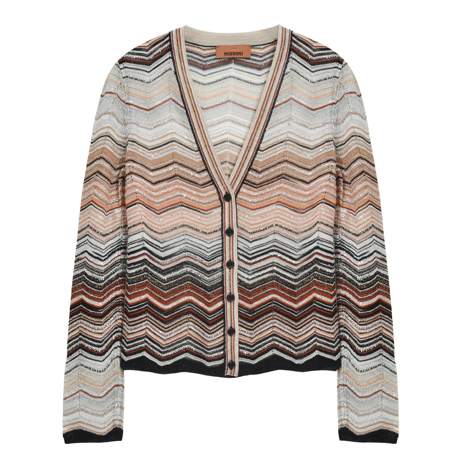 MISSONI Sequins Cardigan Viscose Chevron Lame