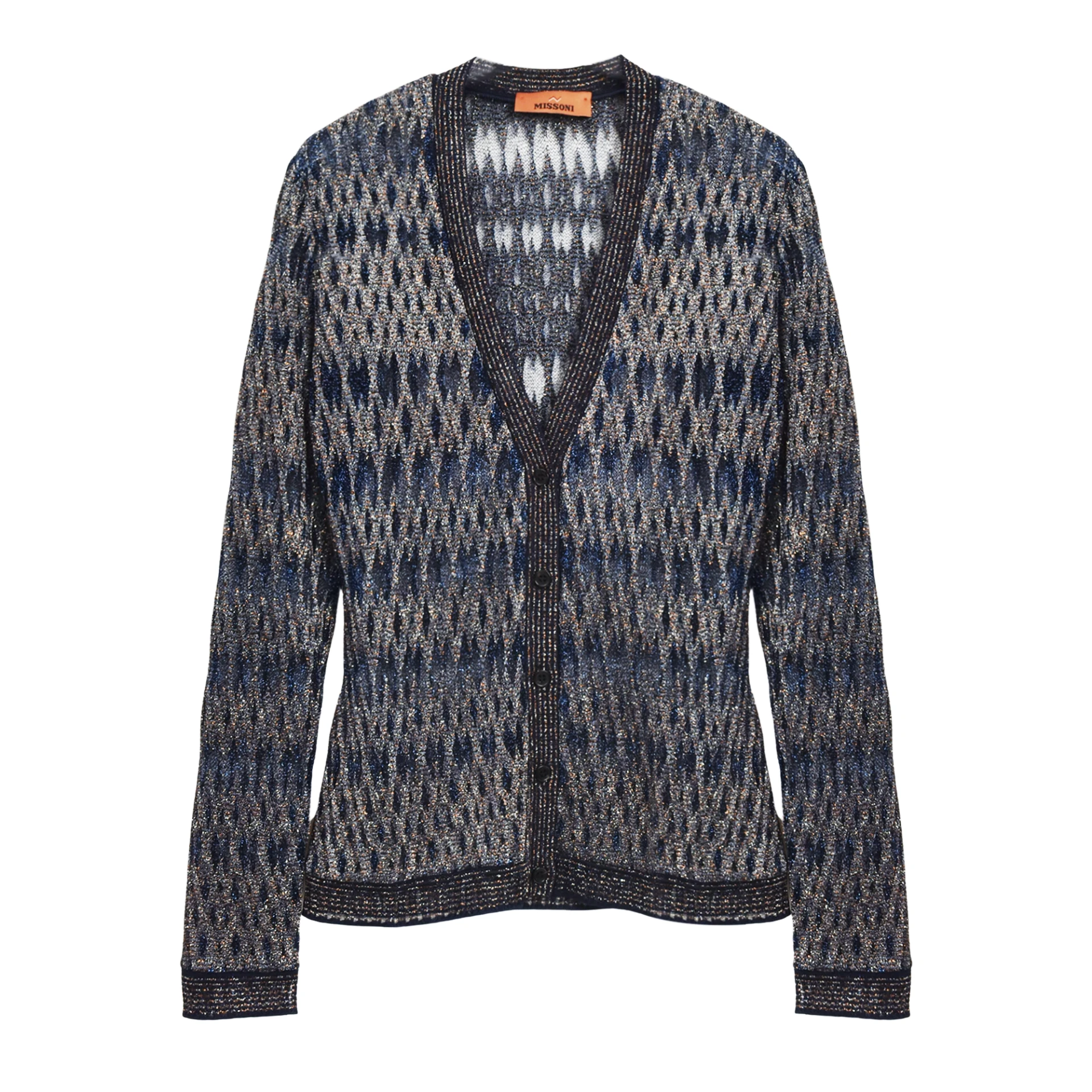 MISSONI Tridimensional Diamond Pattern Buttoned Cardigan