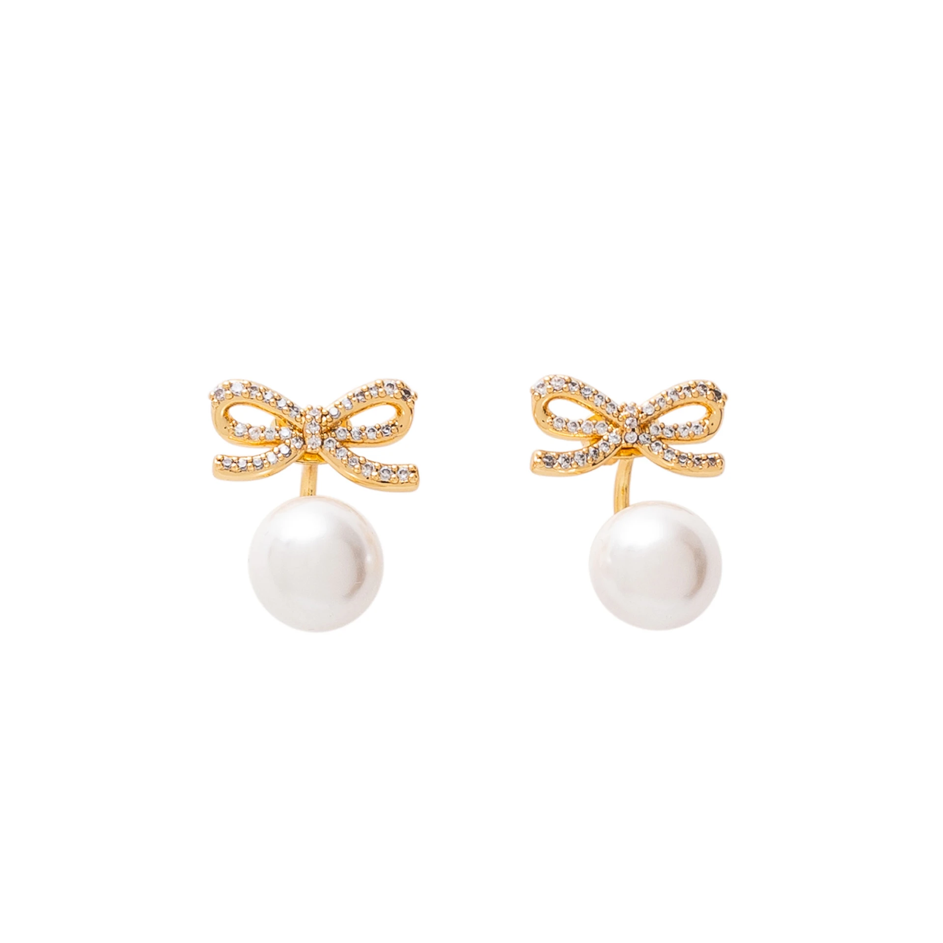 SELF-PORTRAIT Crystal Bow Pearl Jacket Earrings