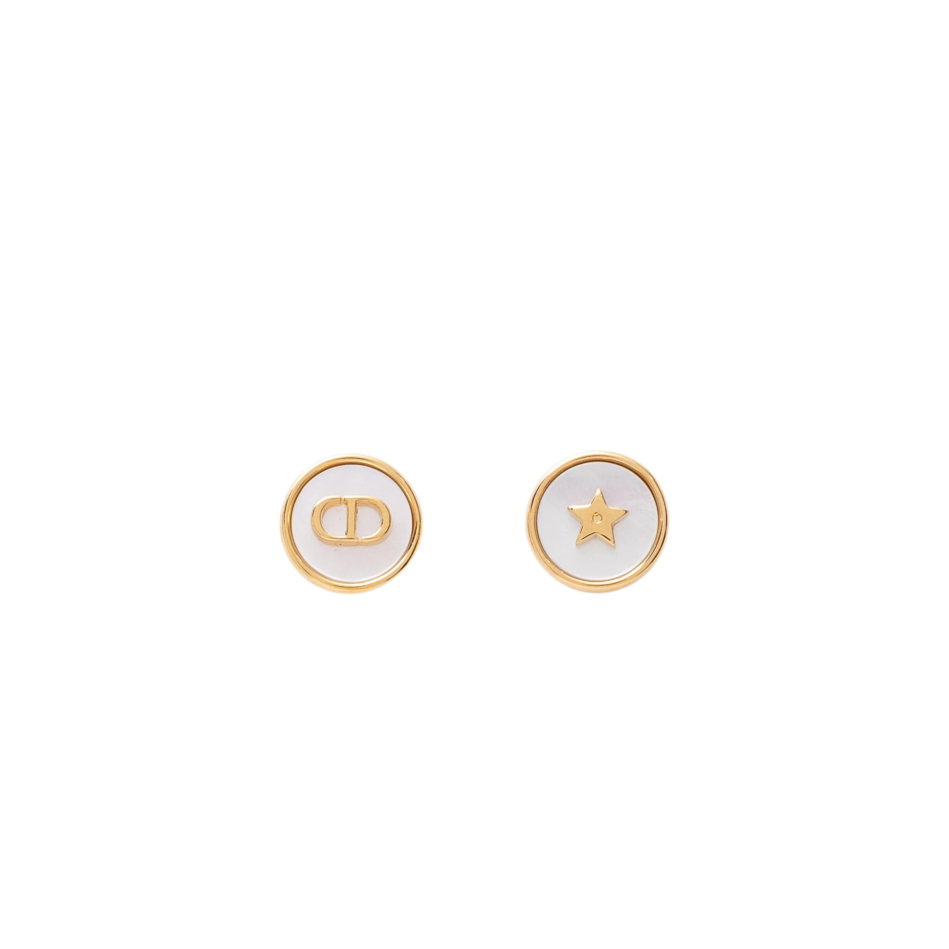 CHRISTIAN DIOR D-luck Stud Earrings White Mother Of Pearl