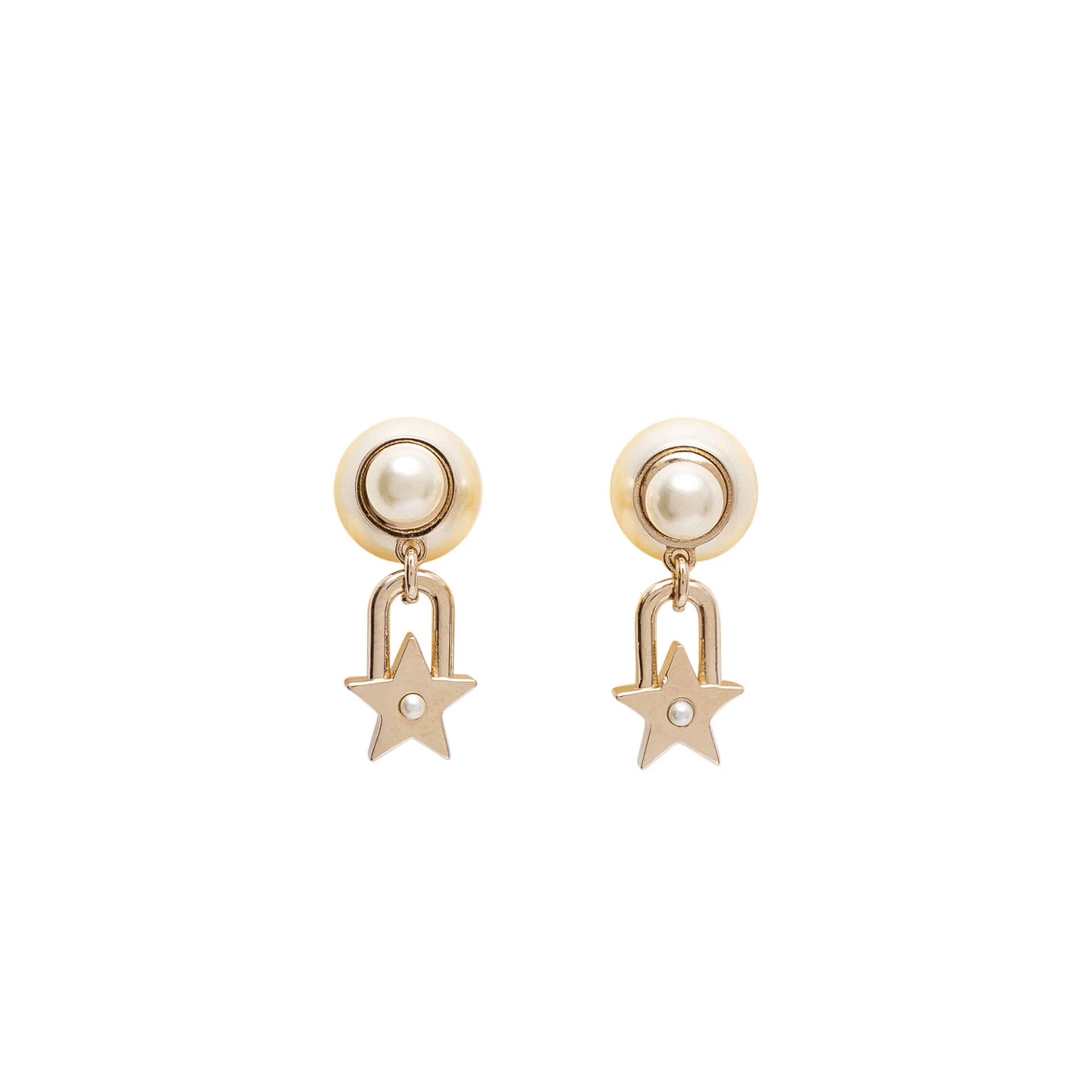 CHRISTIAN DIOR Tribales Earrings White Resin Pearls
