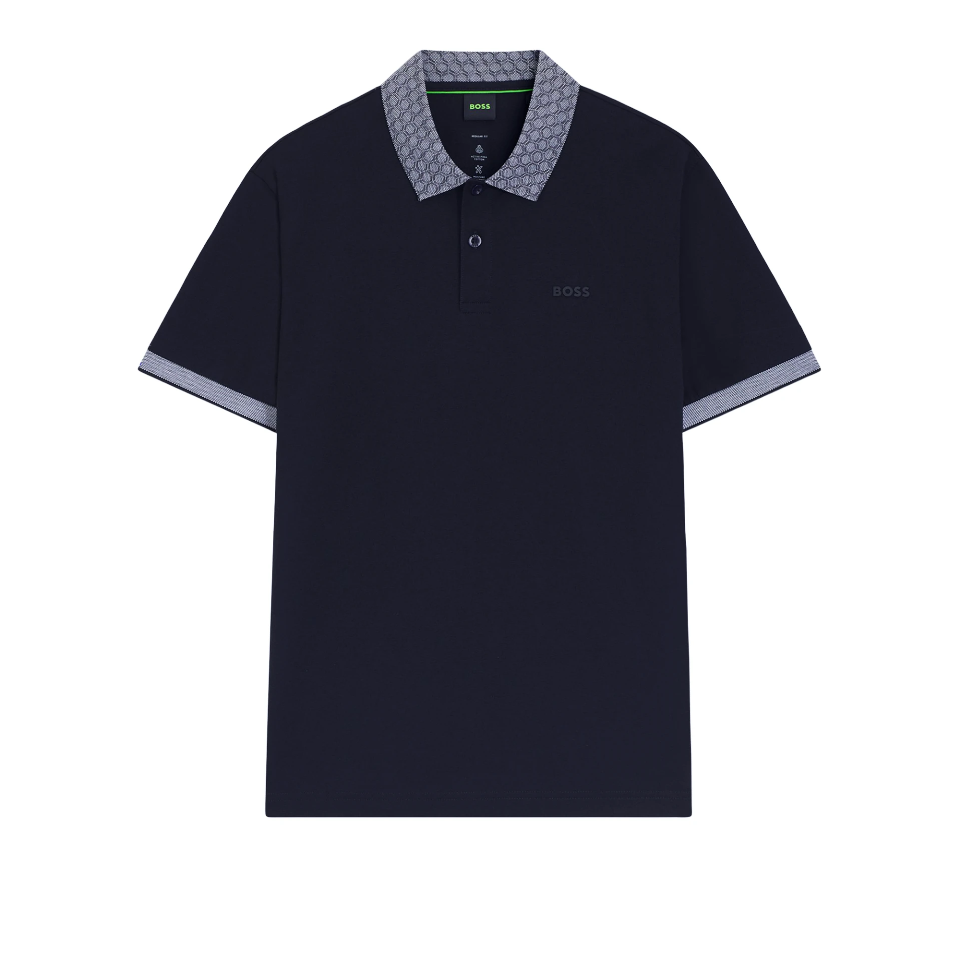 HUGO BOSS Paddy Logo Polo Shirt With A Hexagonal Printed Collar
