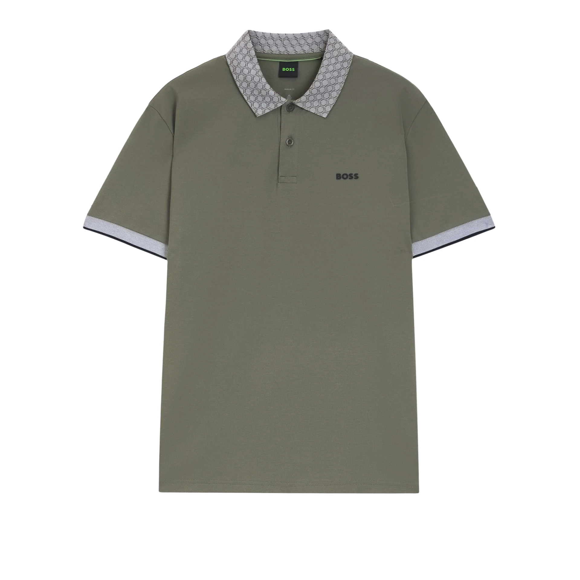HUGO BOSS Paddy Logo Polo Shirt With A Hexagonal Printed Collar
