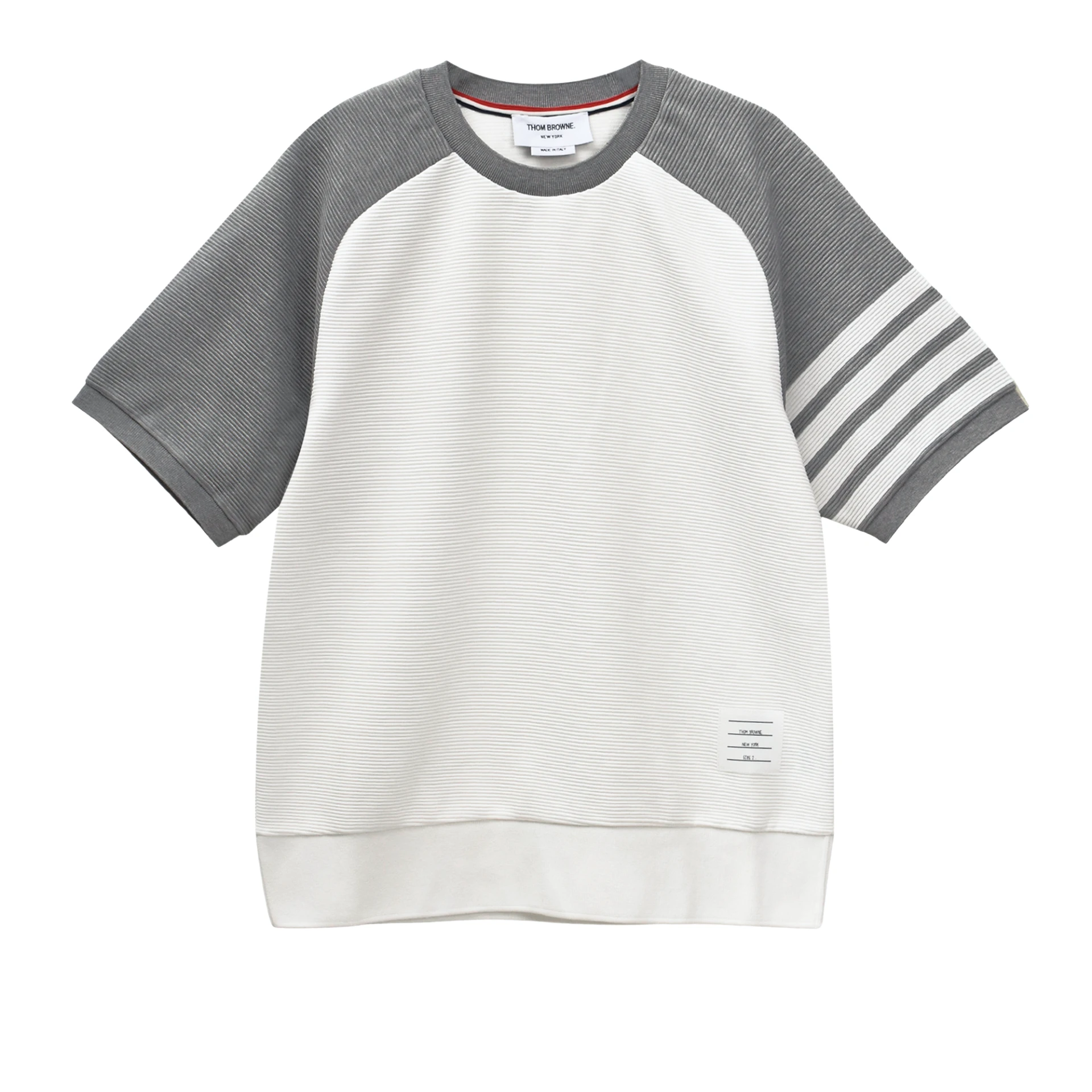 THOM BROWNE Saddle Short Sleeve 4-bar Sweatshirt