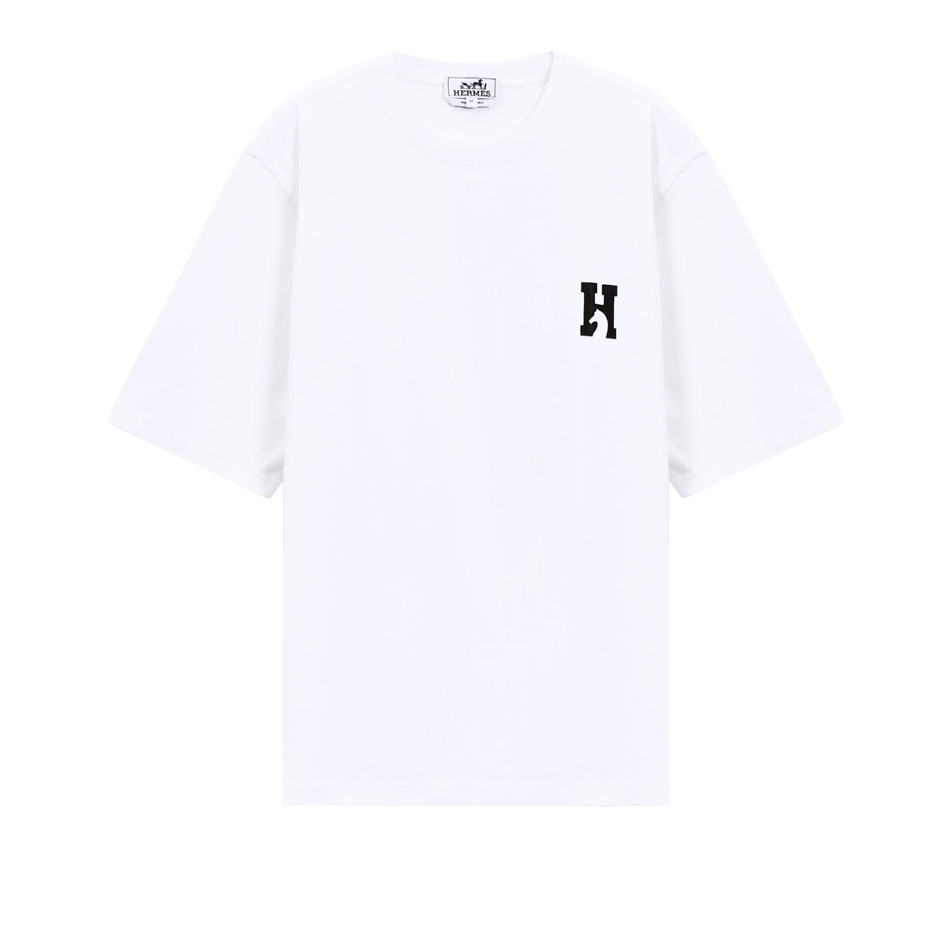 HERMES H'cheval Tshirt With Leather Detail