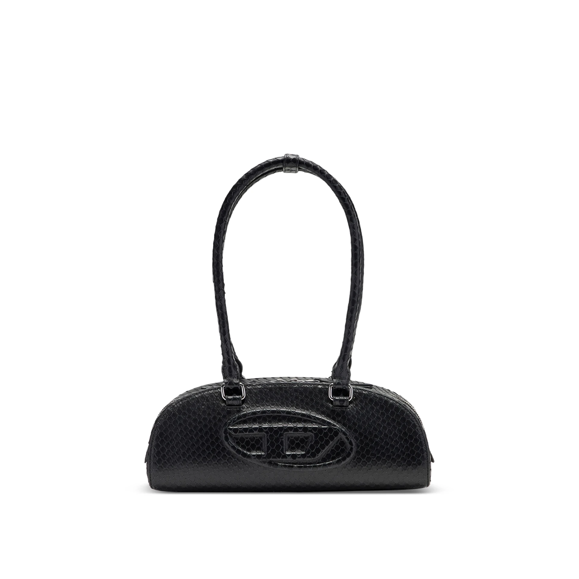 DIESEL 1Dr Dome Elongated Bowling Bag In Snake Effect Leather