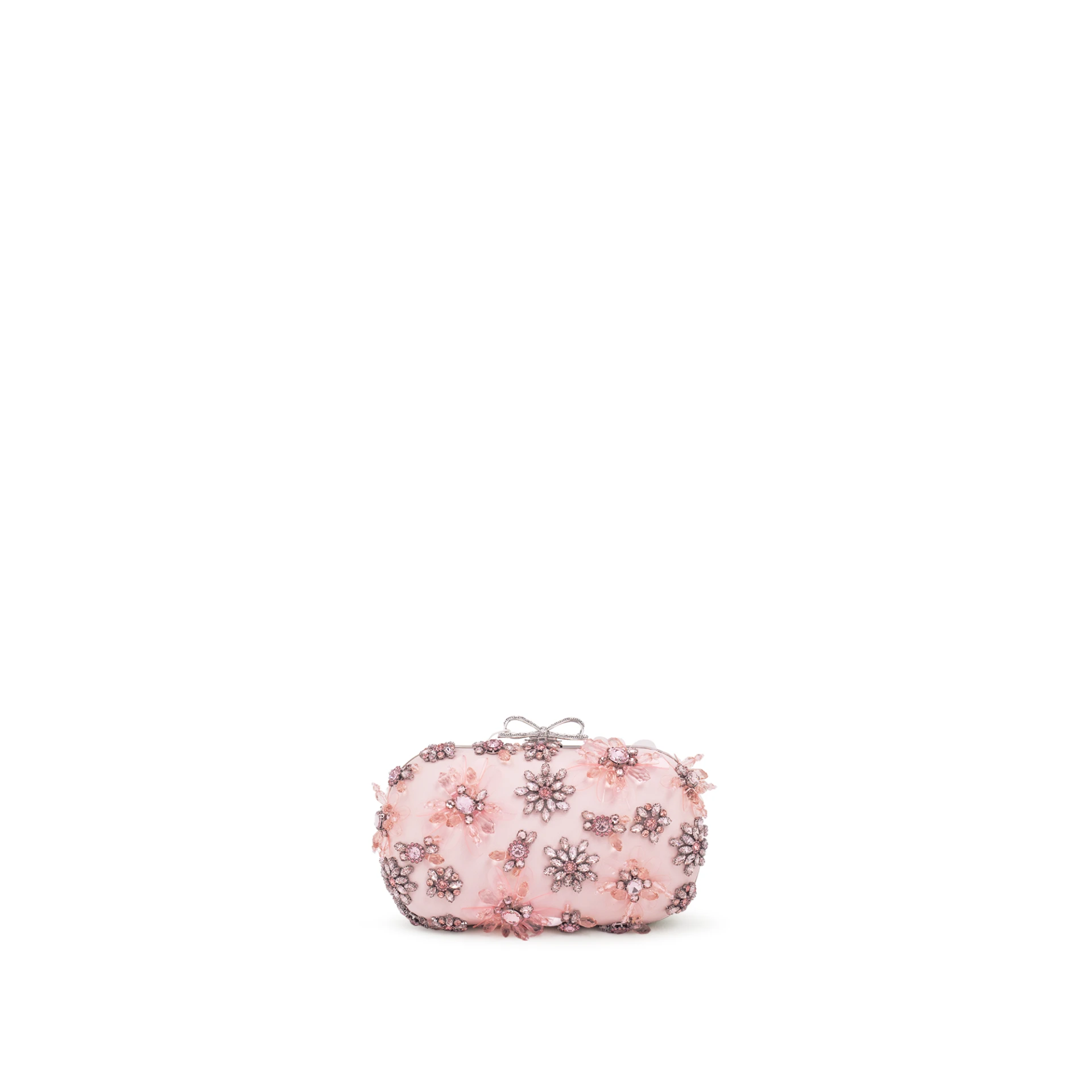 SELF-PORTRAIT Floral Crystal Clutch Satin