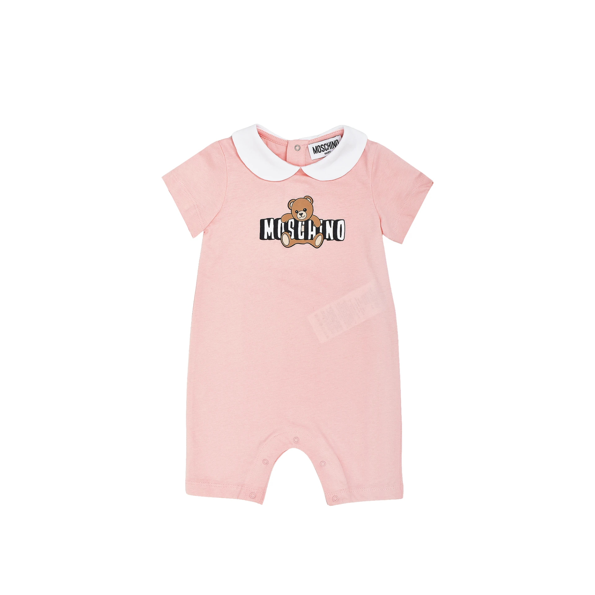 MOSCHINO Teddy Bear Logo Print On The Front Peter Pan Collar Romper
