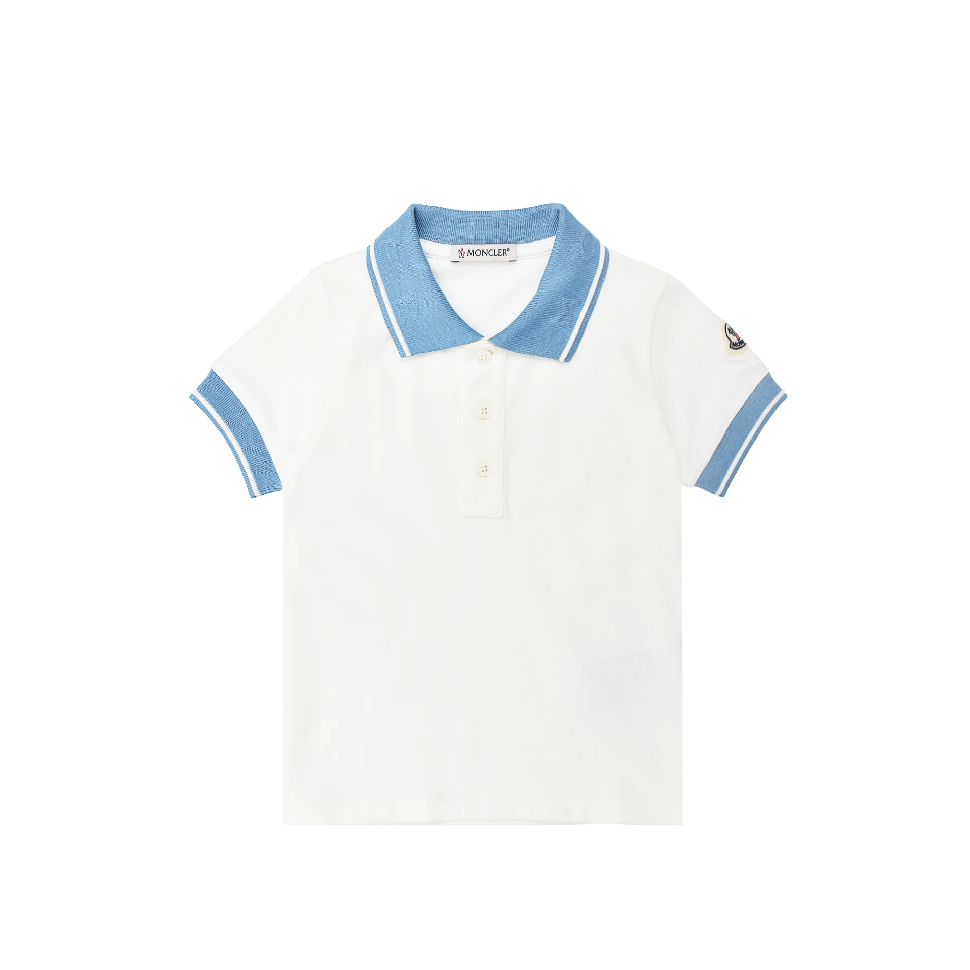 MONCLER Logo Patch Collar Polo Shirt Cotton