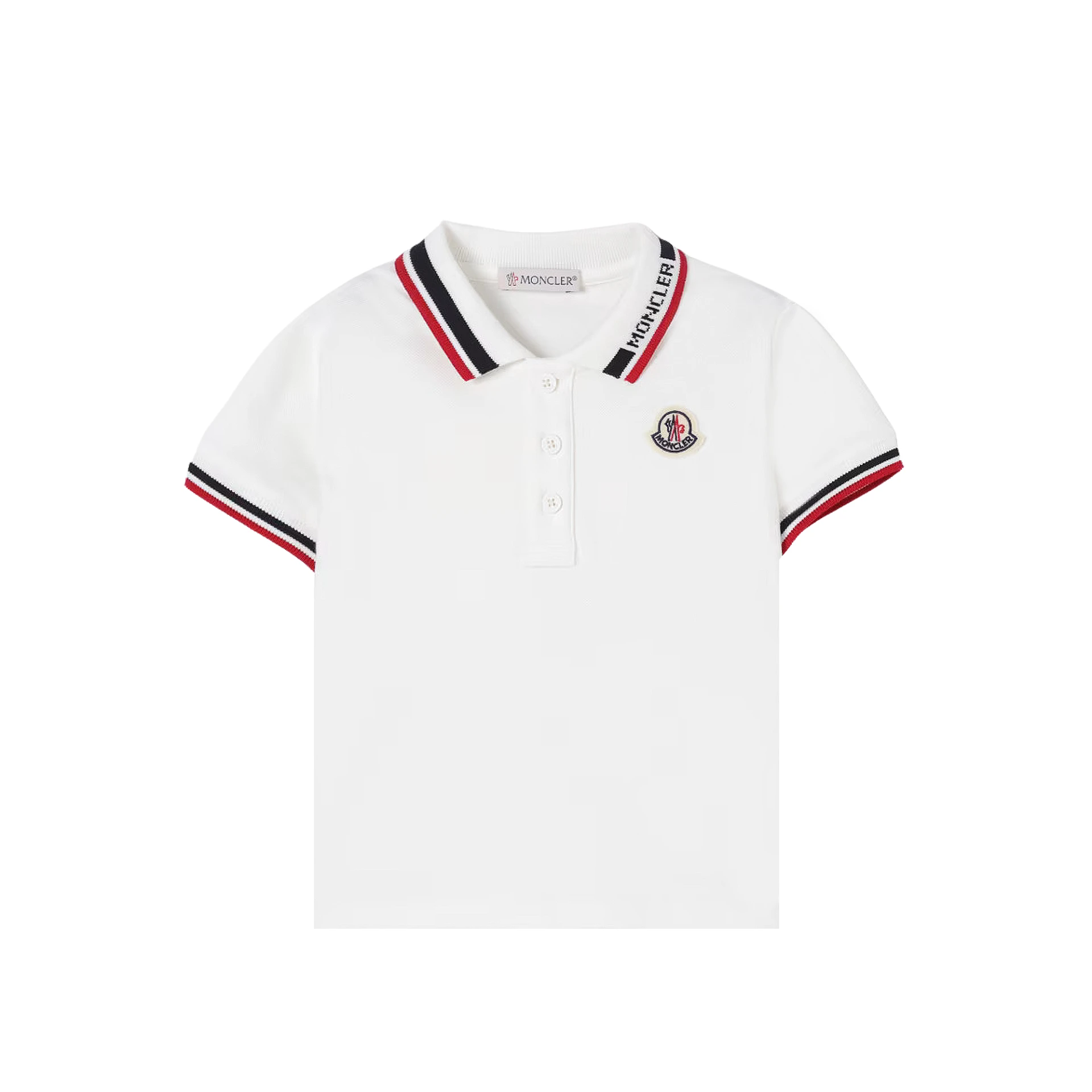 MONCLER Tricolor Trimmed Logo Print On Collar Polo Shirt
