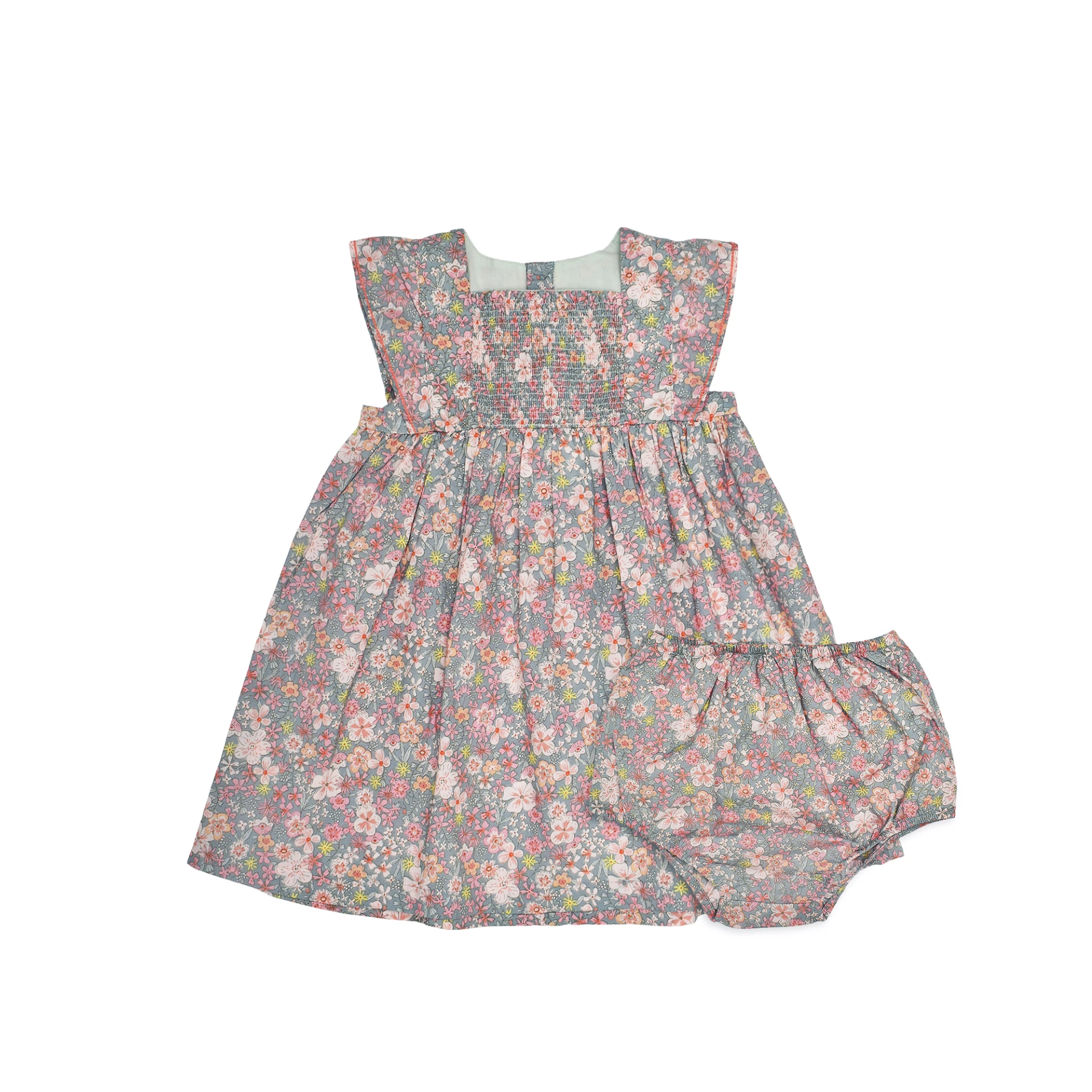PETIT BATEAU Matching Bloomers Printed With Hearts Short Sleeve Dress