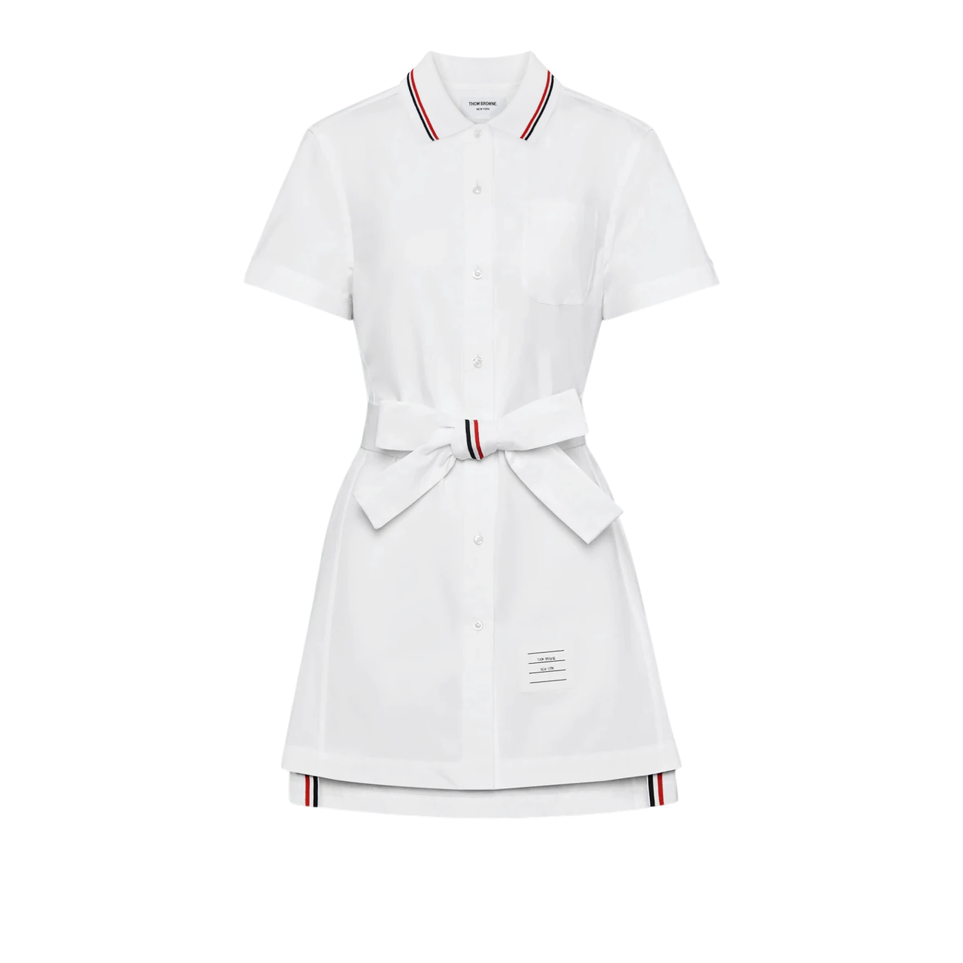 THOM BROWNE Solid Poplin Bow Shirtdress