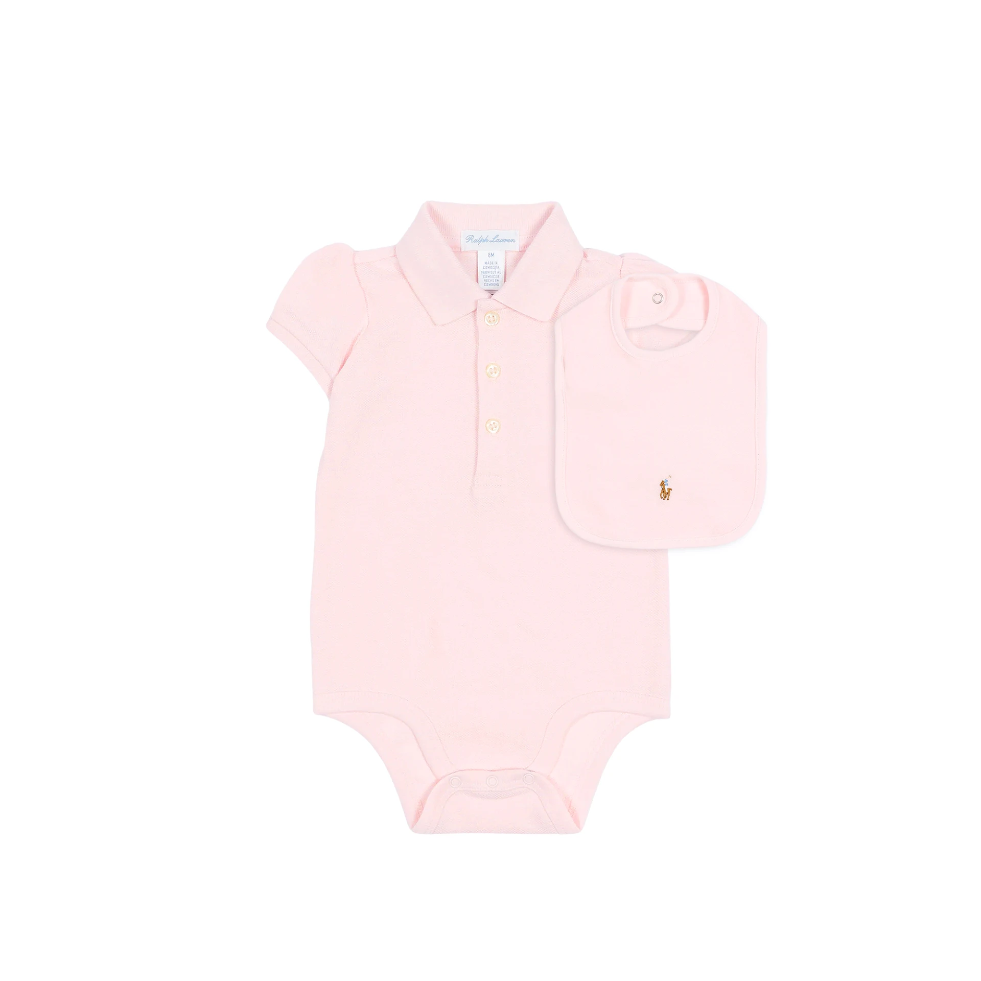 POLO RALPH LAUREN Logo Embroidered Romper Polo Collar And Bib Set