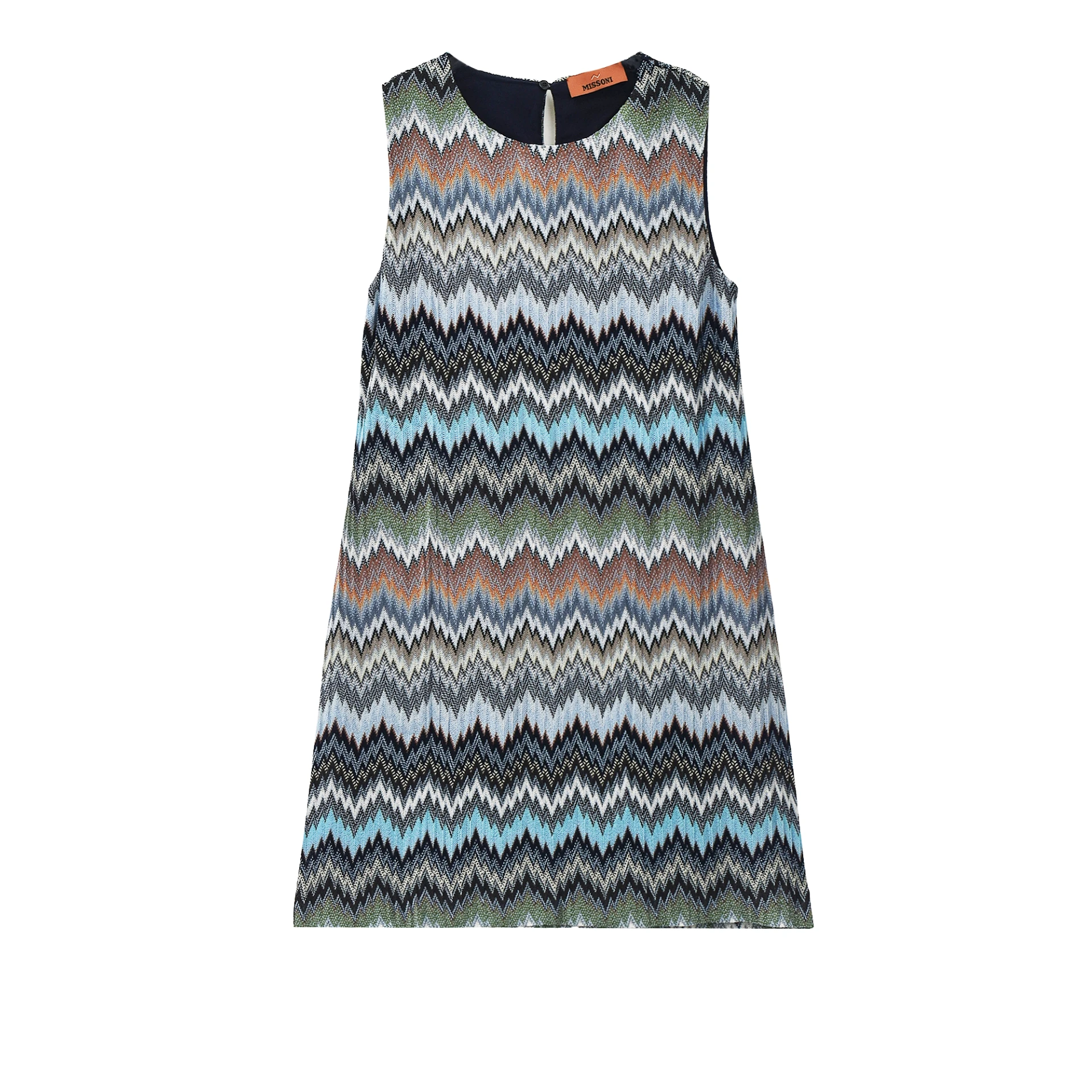 MISSONI Snake Print Sleeveless Mini Dress Viscose Chevron