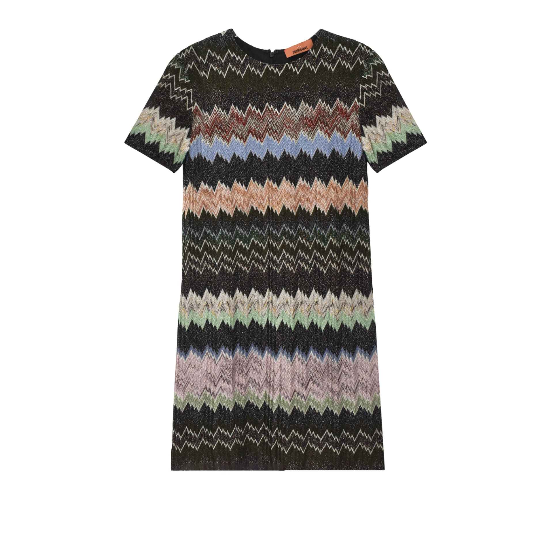 MISSONI Irregular Snake Pattern Short Sleeve Mini Dress Viscose Lame