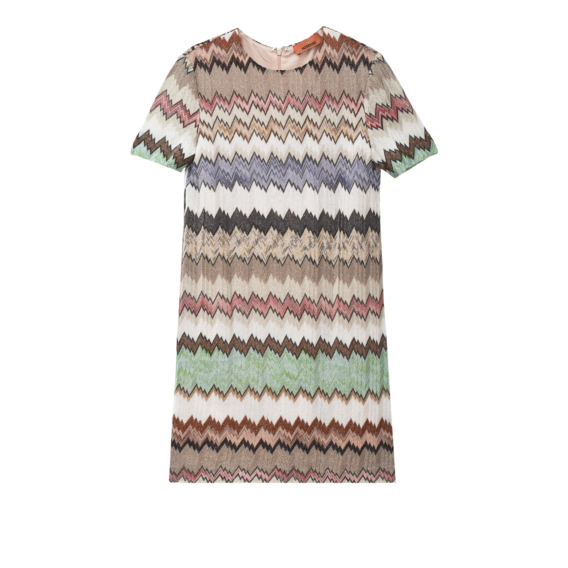 MISSONI Irregular Snake Pattern Short Sleeve Mini Dress Viscose Lame