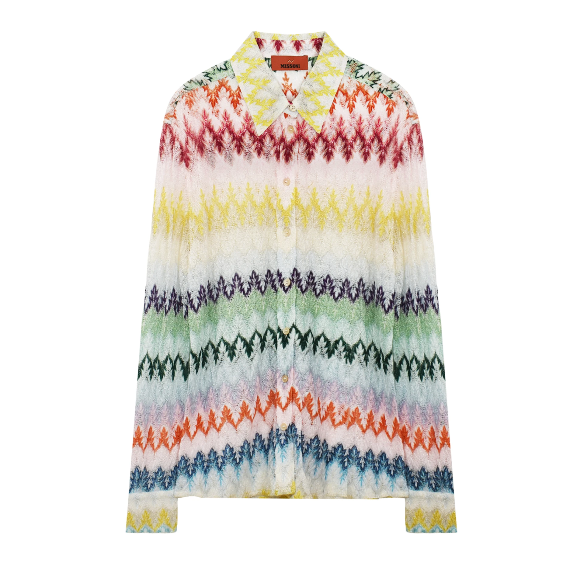 MISSONI Lace Motif Long Sleeve Shirt Viscose Lame Blend