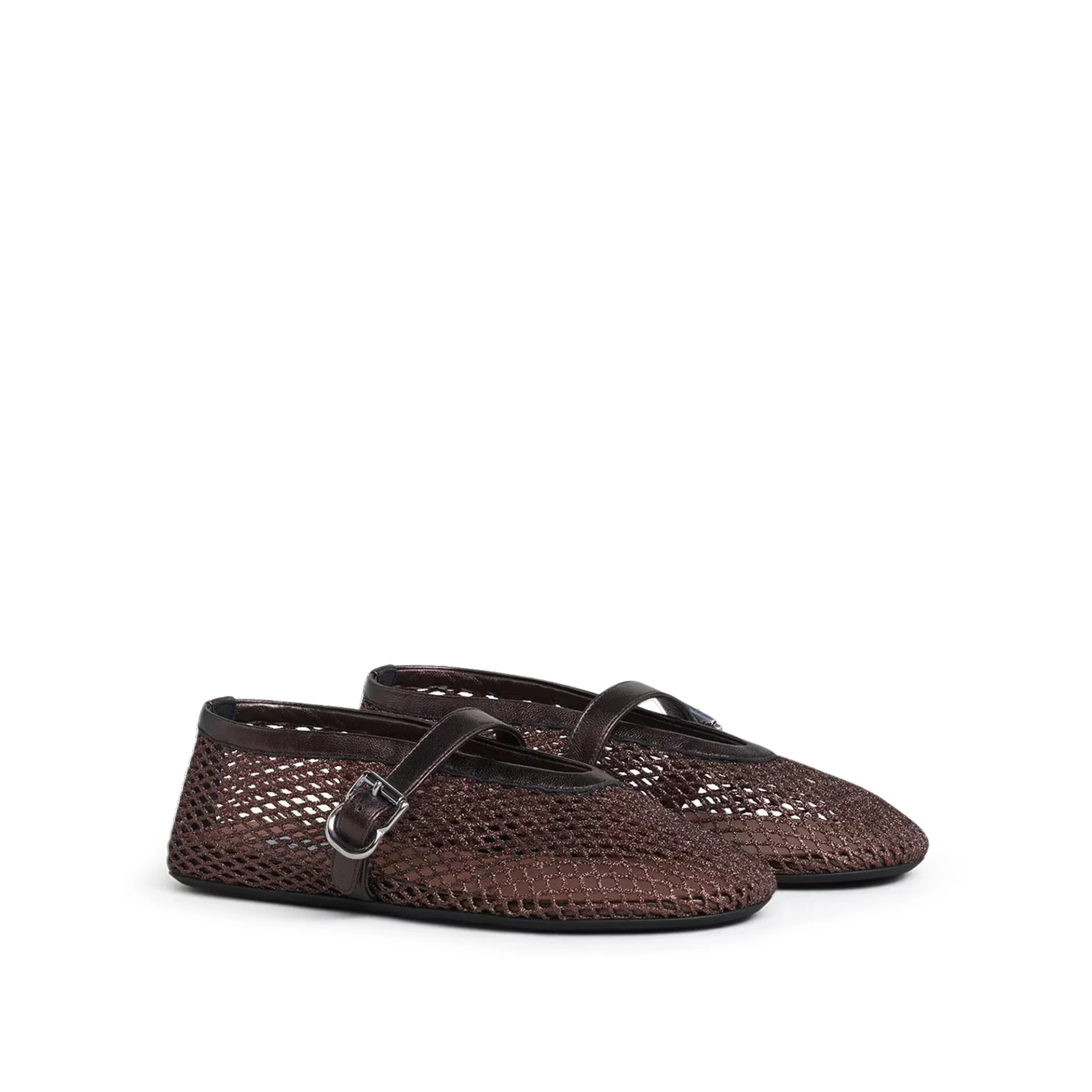 ALAIA Vienne Ballet Flats Laminated Fishnet